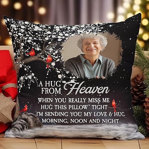 Miniatura 2 de A Hug from Heaven I'm Always with You, almohada con foto personalizada, regalos conmemorativos para miembros de la familia, regalo de condolencias