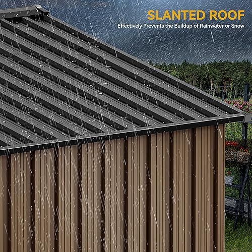 Miniatura 4 de DWVO Cobertizo de almacenamiento al aire libre de 6 x 8 pies, cobertizos de herramientas de metal grandes, casa de almacenamiento resistente con