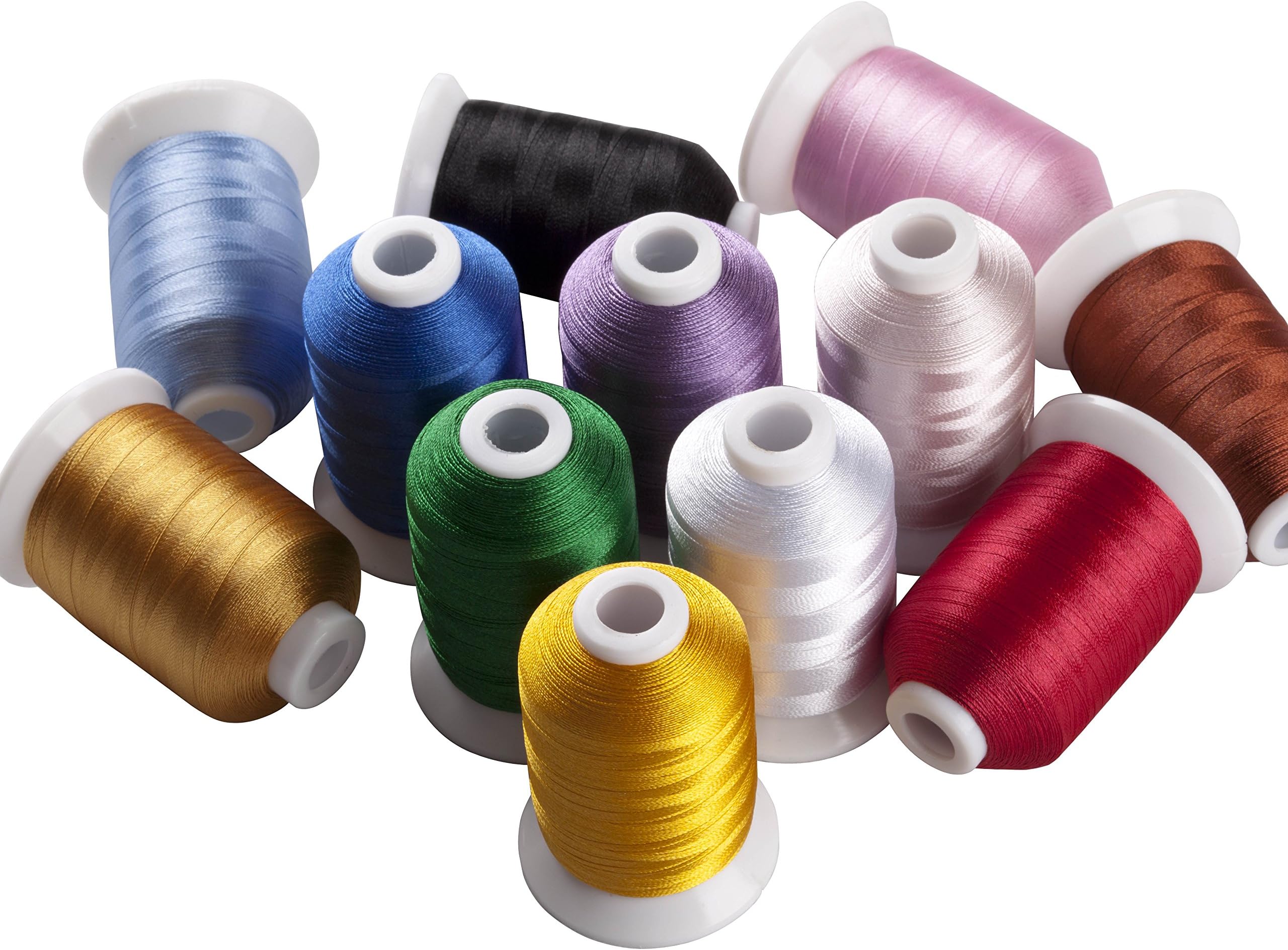 Simthread 12 Brother Colors Polyester Embroidery Thread, 1100 Yrds Each