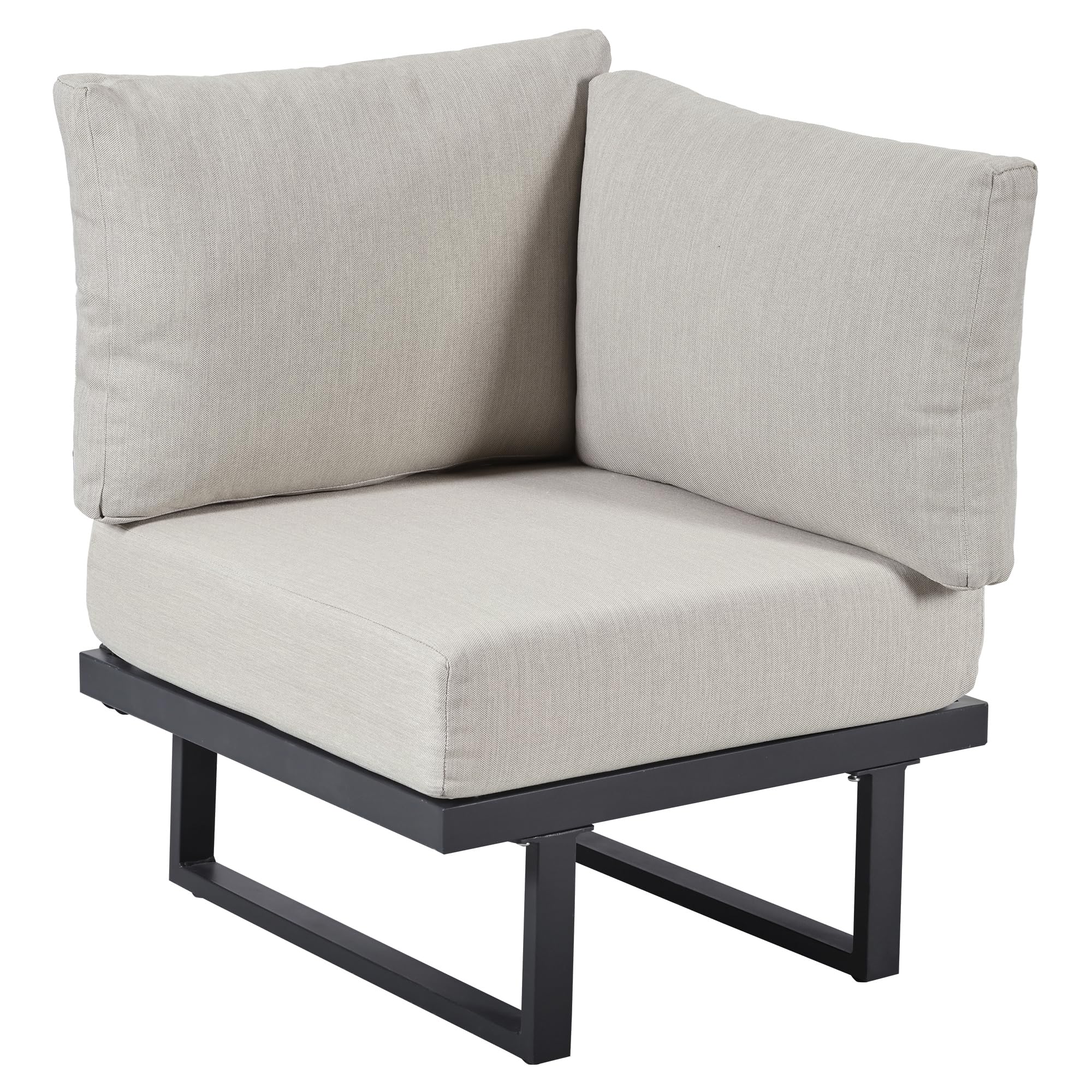 TIZZ Juego de muebles de jardín, sillones de jardín, sofá esquinero, cama relax al aire libre, mesa de café, se puede convertir en una cama reclinable, acero galvanizado, gris