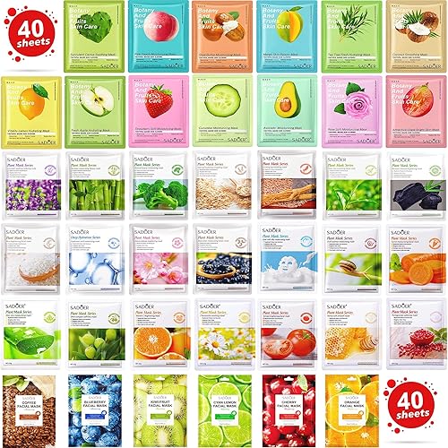 Miniatura 2 de Meleell Juego de 40 mascarillas de colágeno para el cuidado de la piel y 23 pares de mascarillas para el cuidado de la piel y máscara de labios para