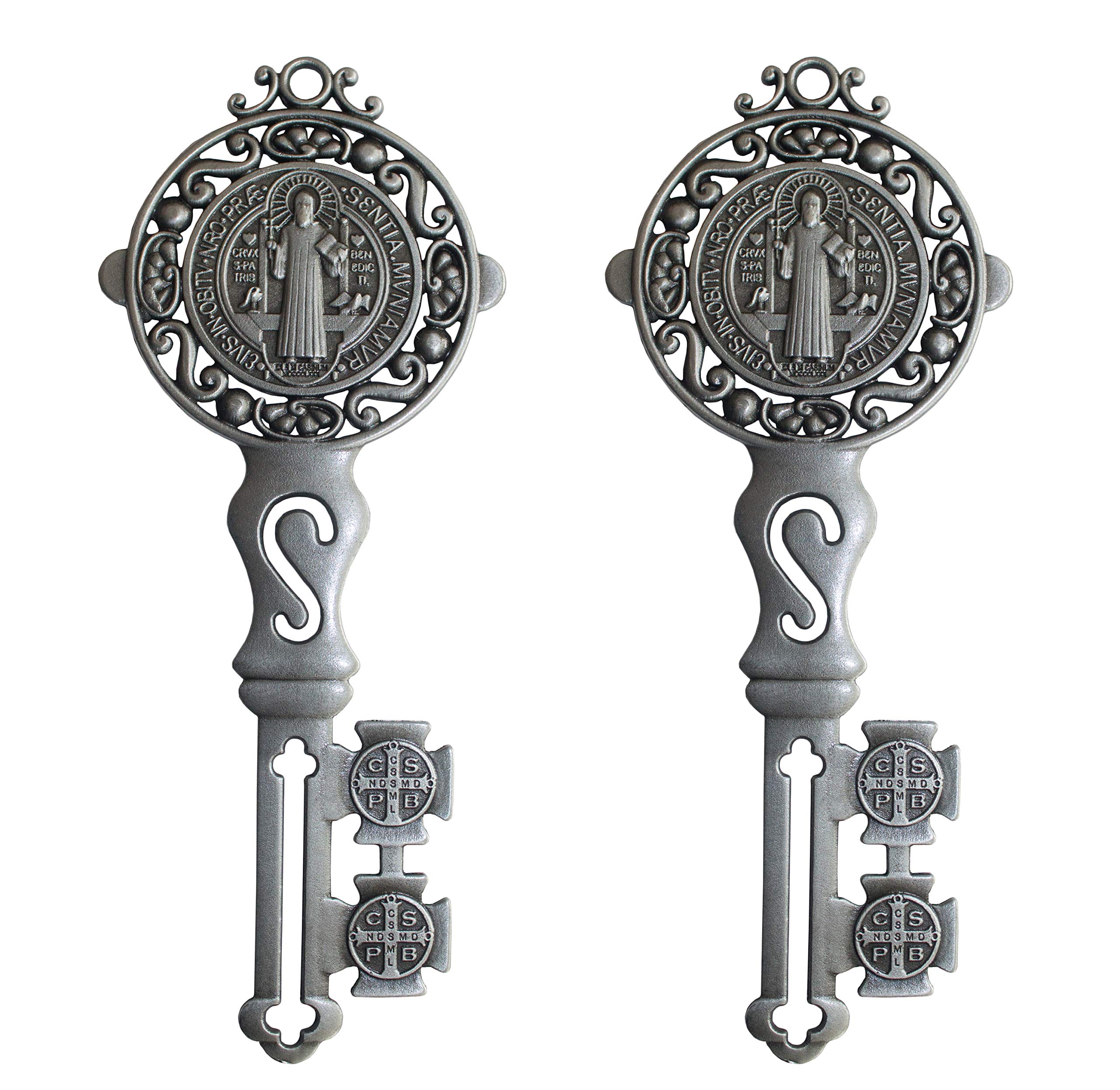 San Rafael Arcangel - Double Pack Saint Benedict Key Blessing for Protection - Home and Door Hanger - Wall Hanger Catholic Gifts - Llave de San Benito Catholic Favor