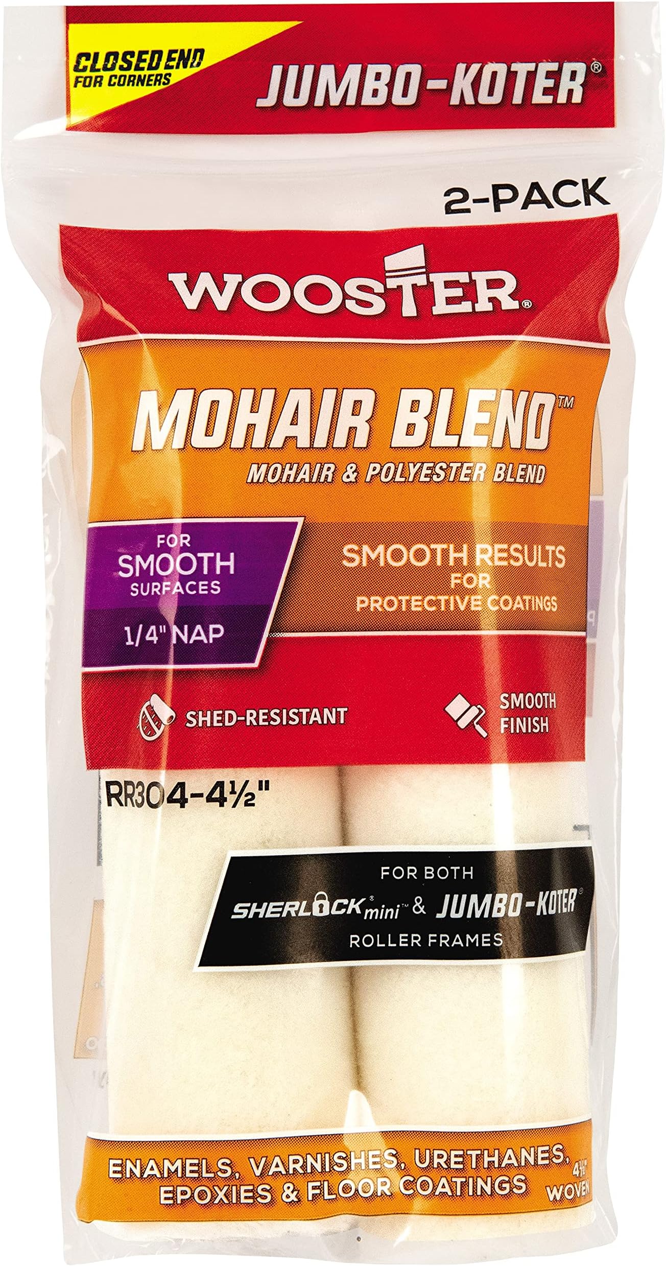 RR304-4.5 Jumbo-Koter Mohair Blend Roller Cover, None, 4.5 Inch