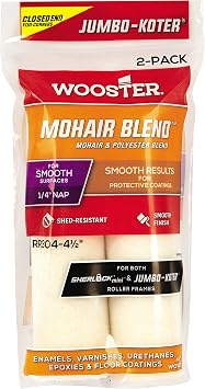 Wooster Brush RR304-4-1/2 Jumbo-Koter Mohair Blend Roller 1/4-Inch Nap, 2 Pack, 4-1/2-Inch