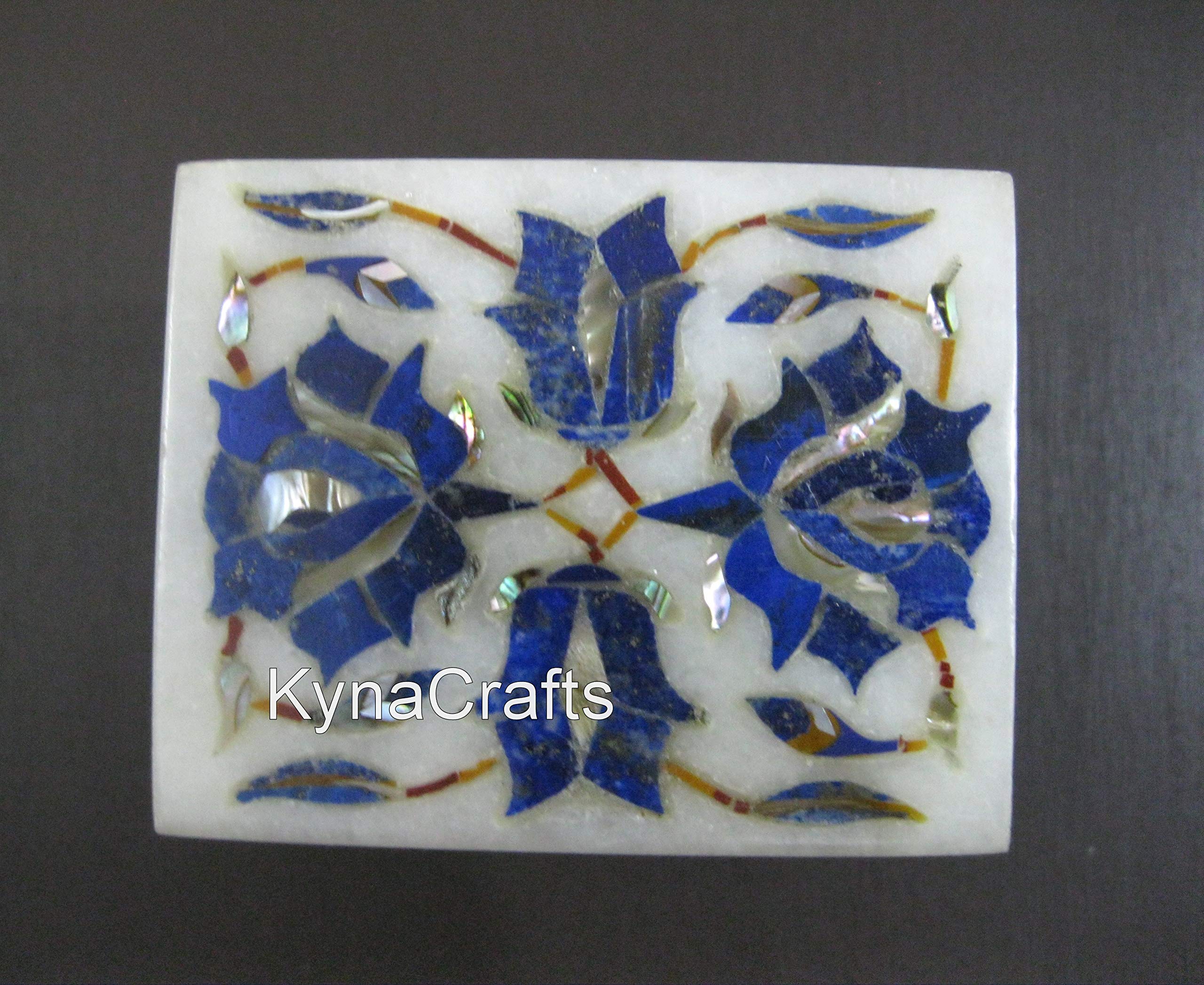 Joyero de mármol I Caja de baratija de mármol I Caja hecha a mano I Caja de regalo de mármol I Caja de clip de corbata de arte floral I Caja de gemelos de mármol 6.3 x 3.8 cm