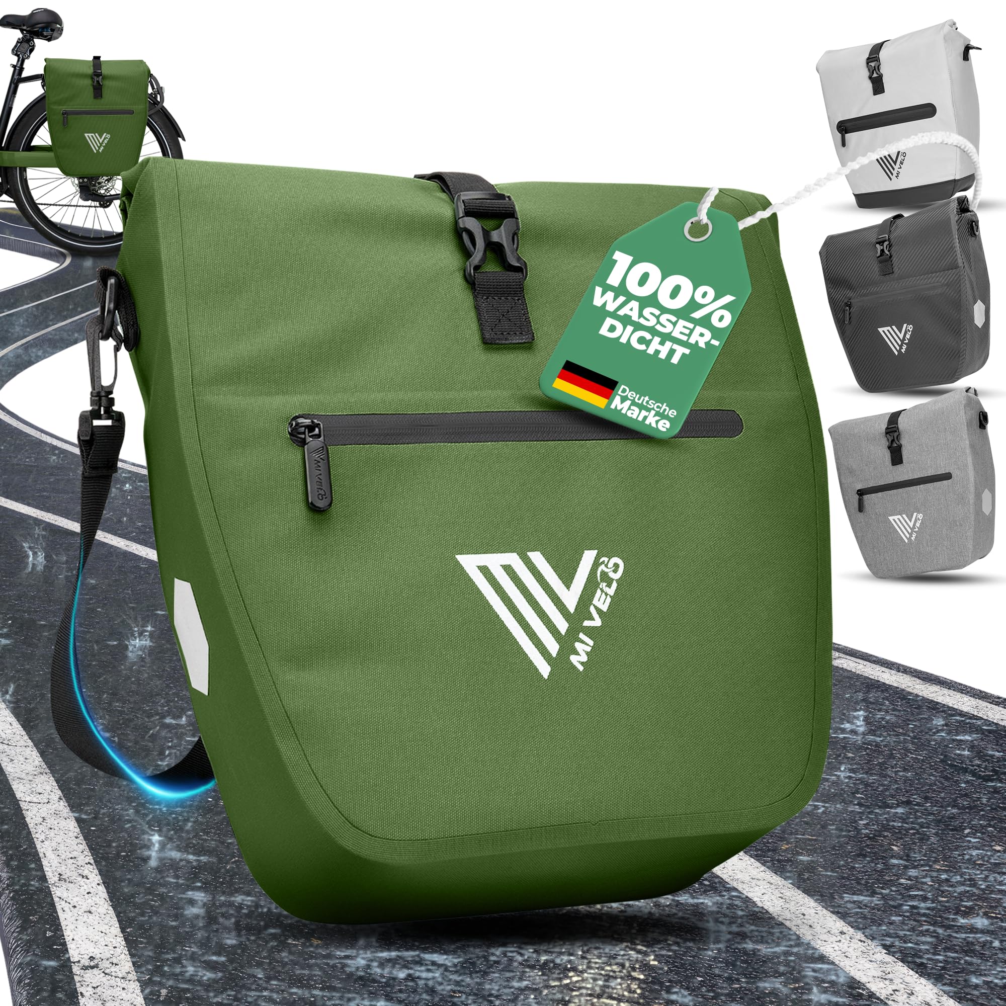 MIVELO Sacoche de vélo 2 en 1 pour porte-bagages - Sac de porte-bagages imperméable - Comprend un compartiment rembourré pour ordinateur portable et une bandoulière - Sac pour vélo I Pack Bag 20 L