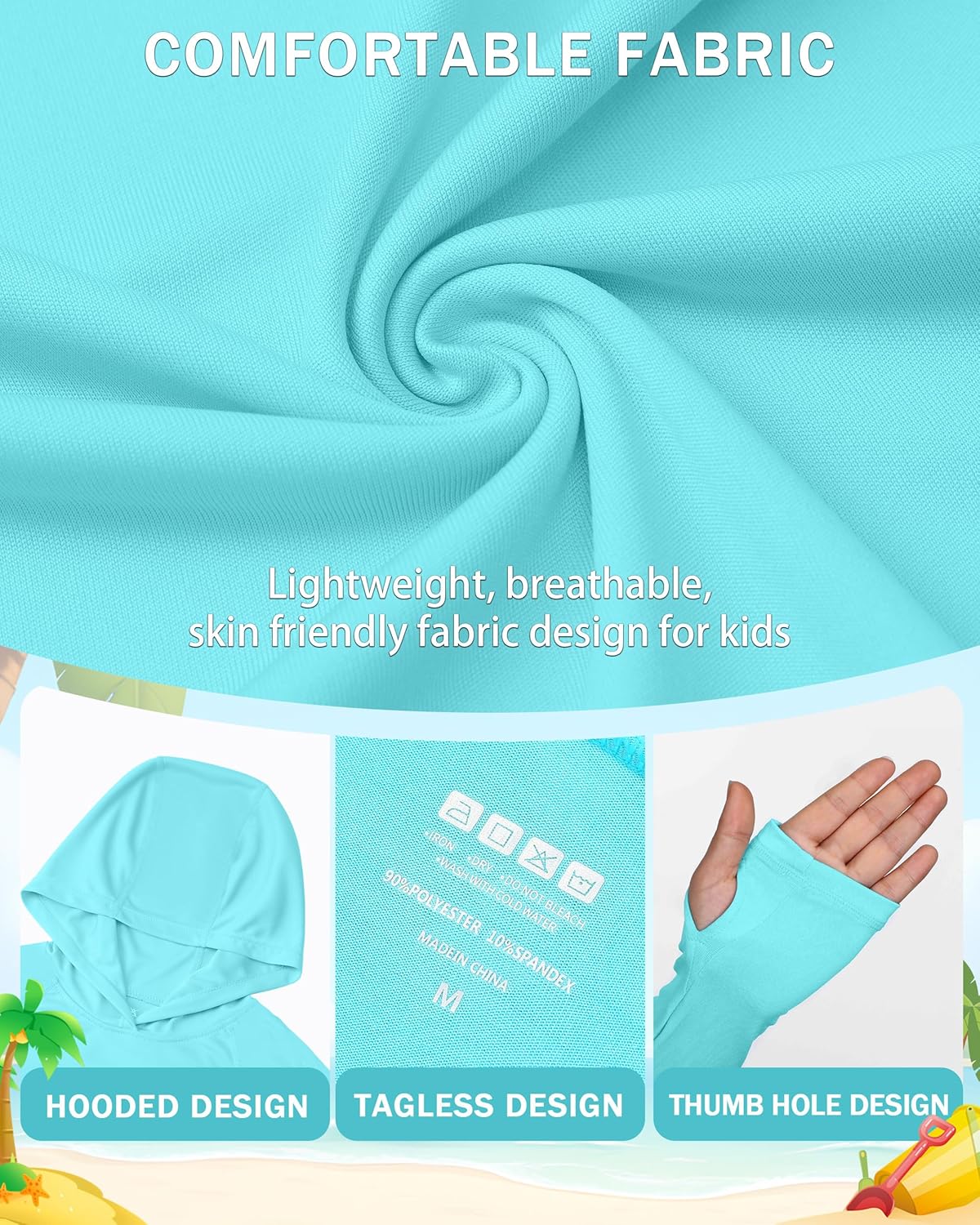 Boys Rash Guard Swim Hoodie, UPF 50+ UV Sun Protection Long Sleeve Fishing Shirt, Kids Youth SPF Water Shirts - Image 5