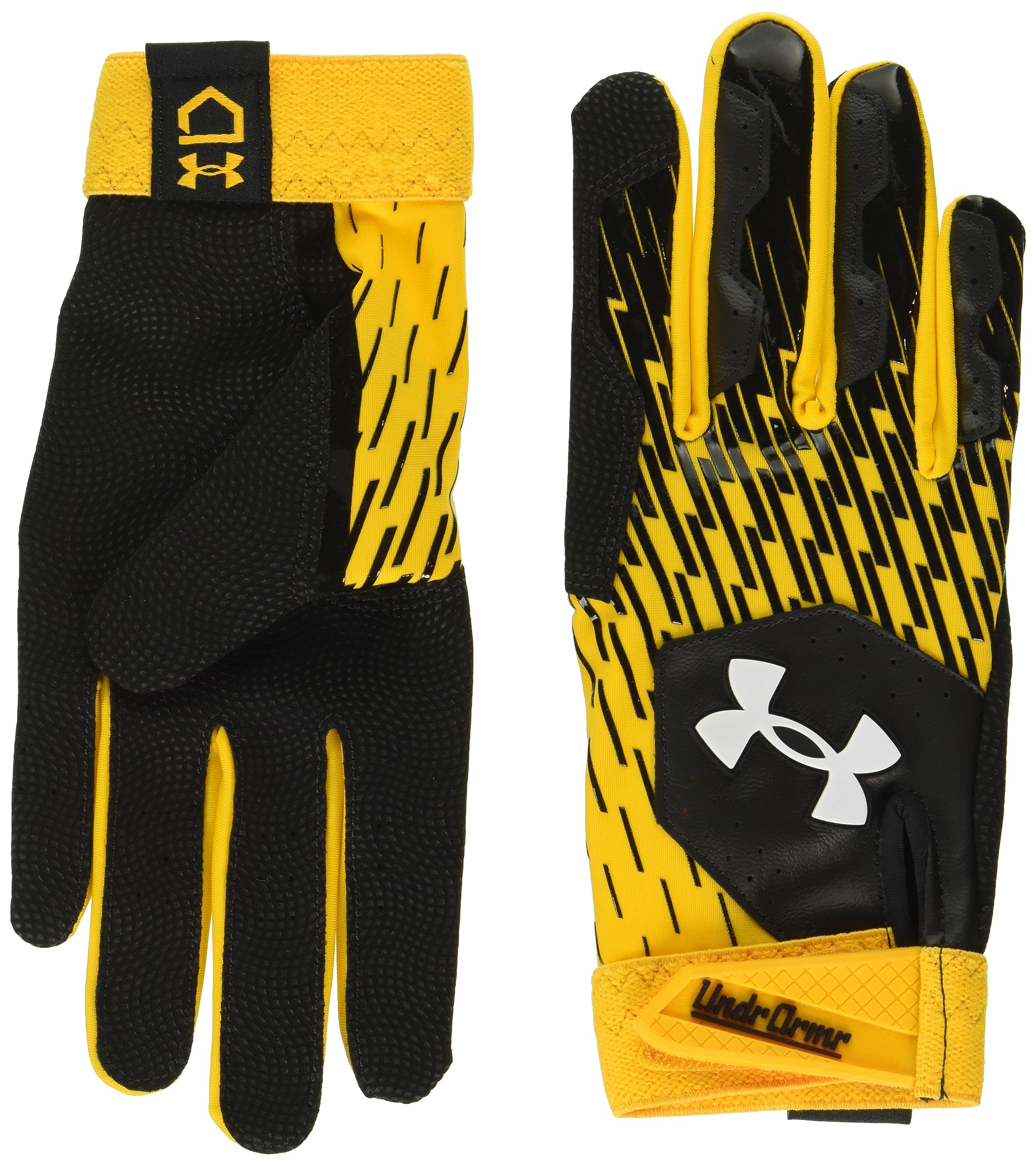 Under Armour Mens Clean Up Baseball Gloves, (005) Black / Steeltown Gold / White, S — image 1