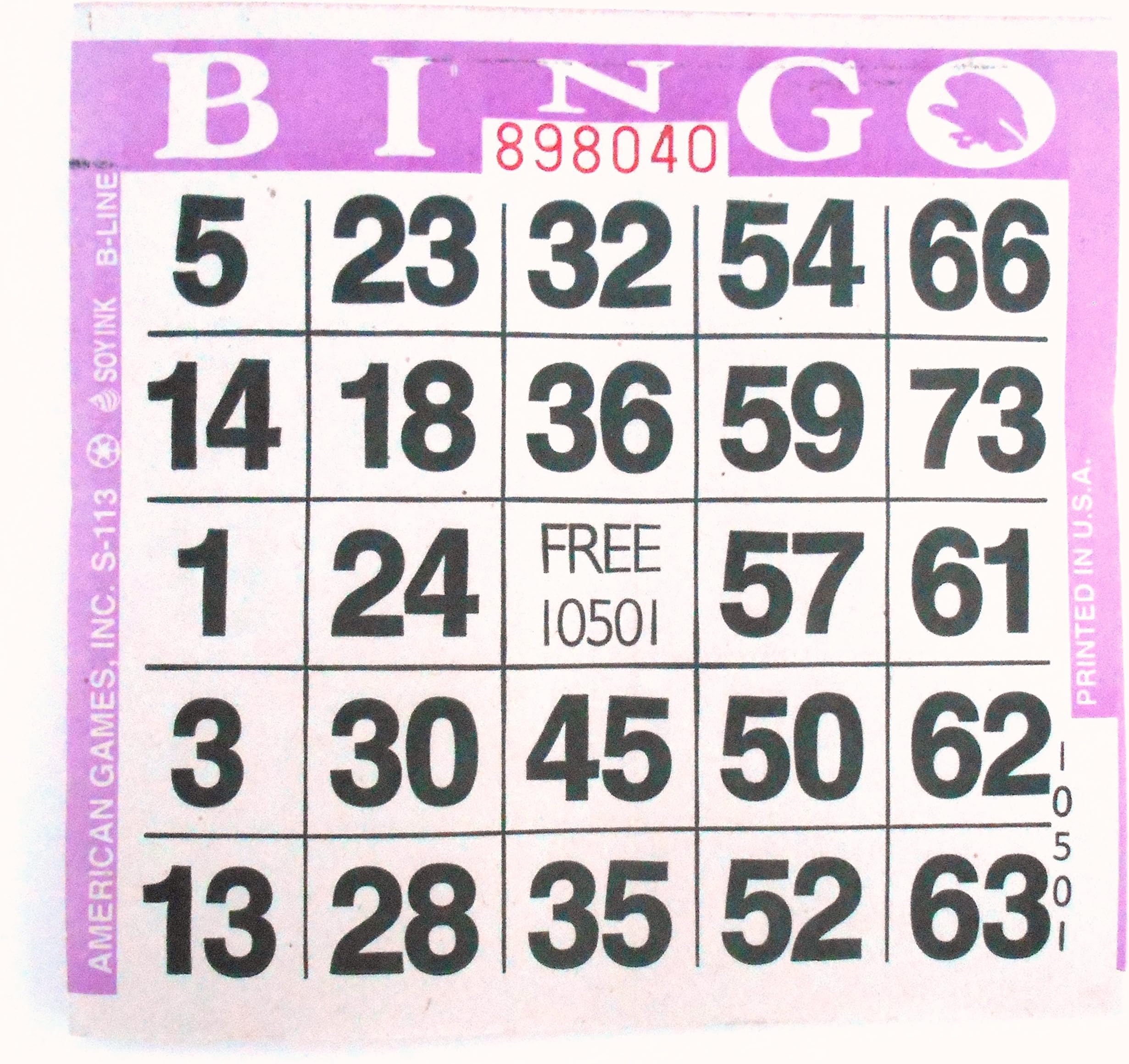 1 On Purple Bingo Paper Sheets (500 per pack)