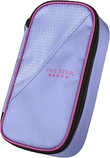 Five Star High-Capacity Pencil Pouch - Durable Zipper Organizer for School Supplies, Earbuds, Chargers, Makeup | Lilac/Berry Guaranteed