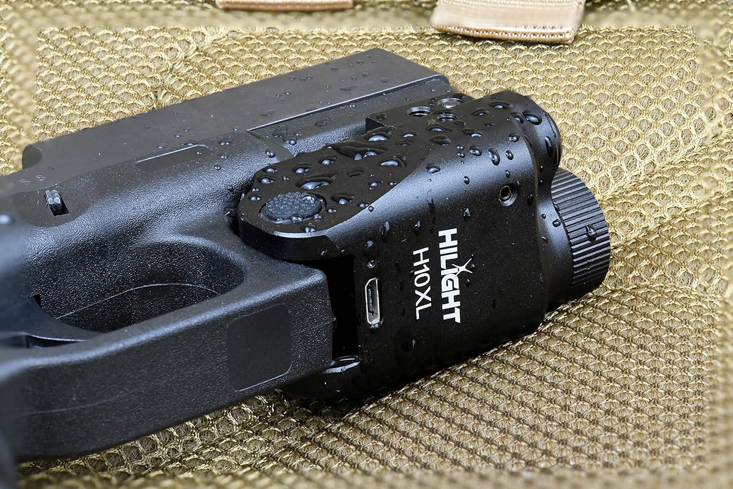 HiLight - Tactical H10XL - 800 Lumens Strobe Flashlight & Single (Green) Laser - Aircraft Grade Aluminum, Rechargeable USB Battery - Rail Mount Light & Precision Laser Class of IIIA, <5mW