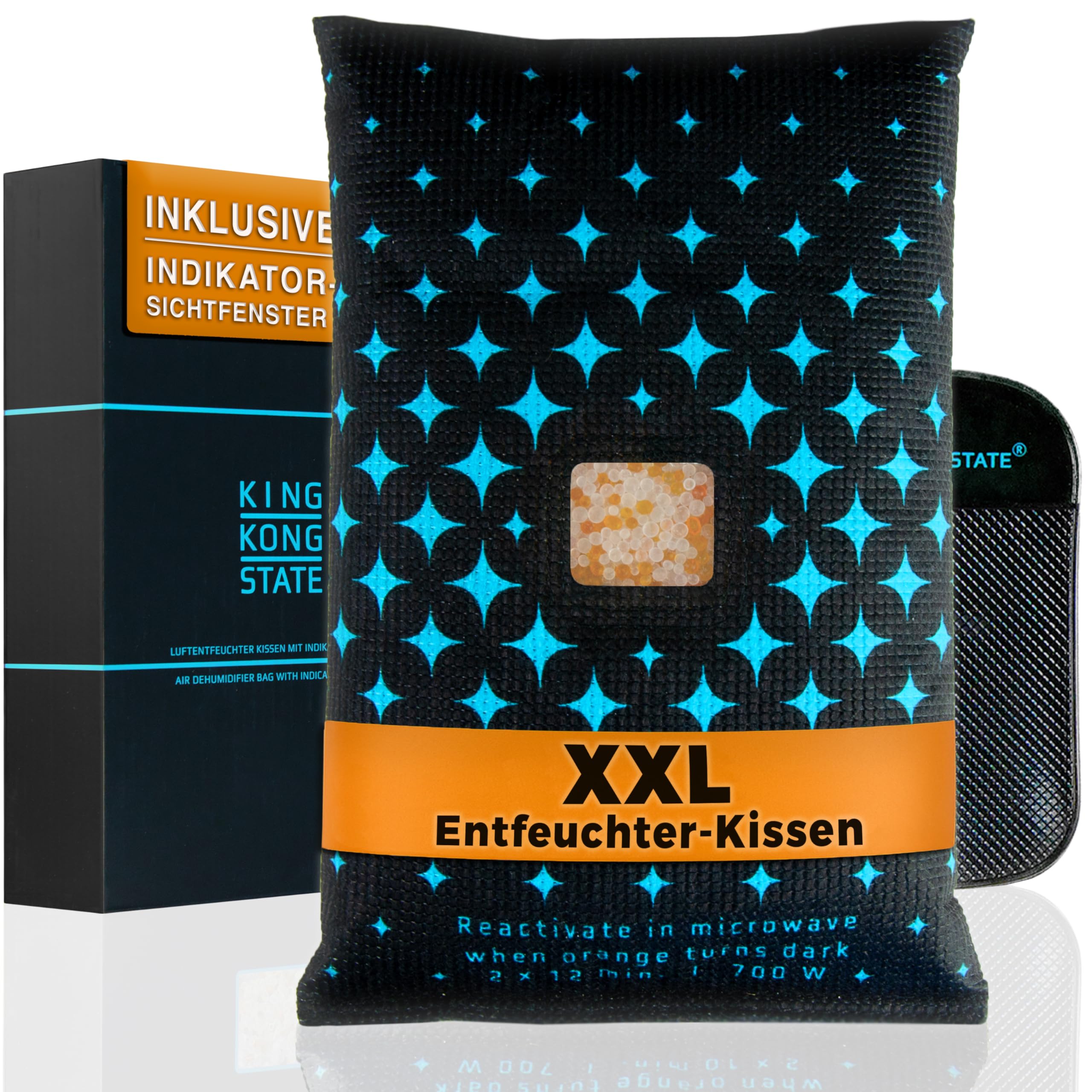 King Kong State Luftentfeuchter für Autos - XXL Entfeuchter-Kissen 1,2kg für beschlagene Autoscheiben - mit Indikator-Fenster und Anti-Rutsch-Pad