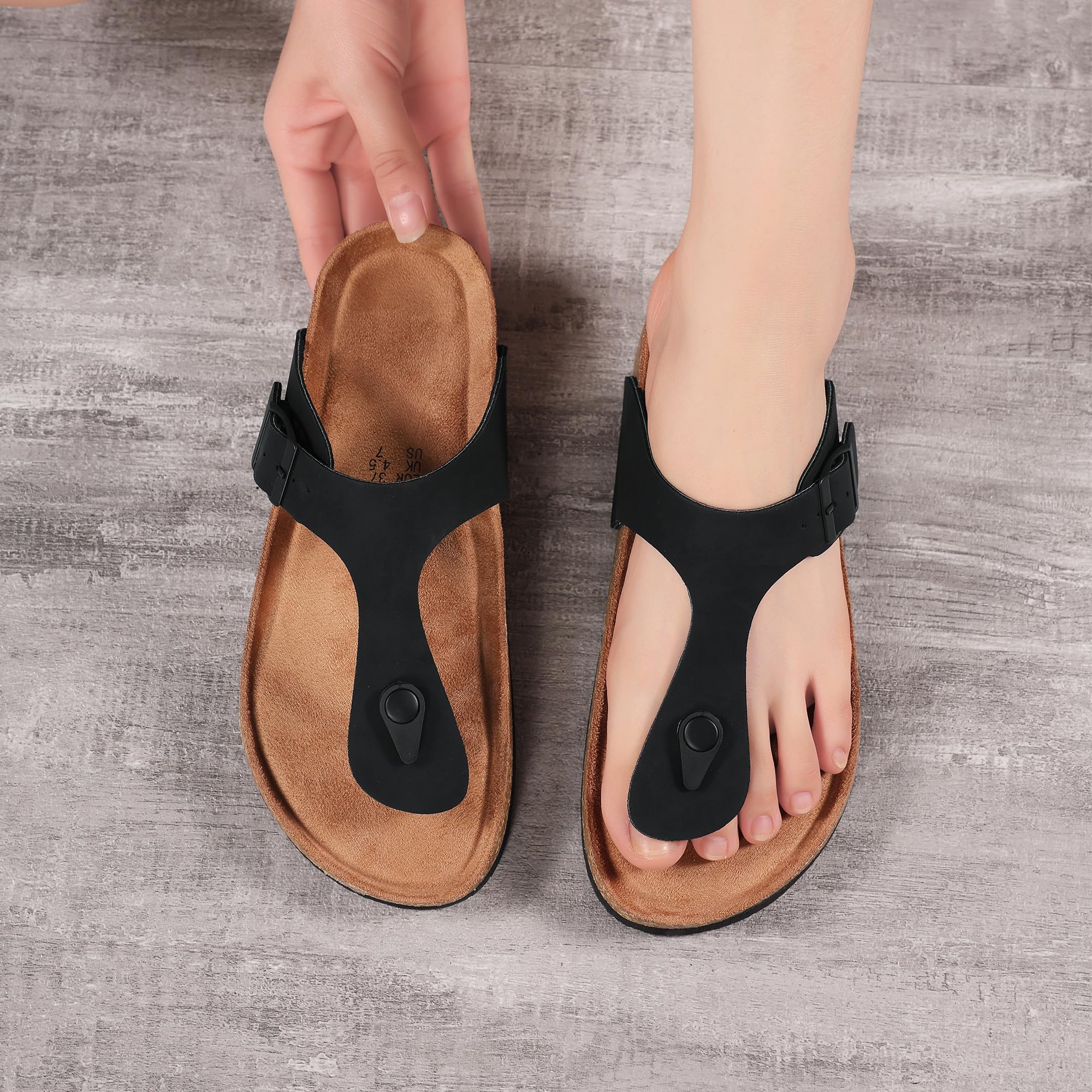 ARRIGO BELLO Tongs pour Homme Femme Cuir et Liège Sandales d'Été avec Orthèse de Soutien Sandales Plage Loisir Antidérapant Été Confortable Chaussons EU 36-46