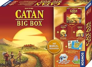 Kosmos 682941 Catan Big Box, 7-Piece Value Box, Starter Set for Catan - The Game, Includes Addition for 5-6 and Expansion with Bonus Scenarios, Settlers of Catan