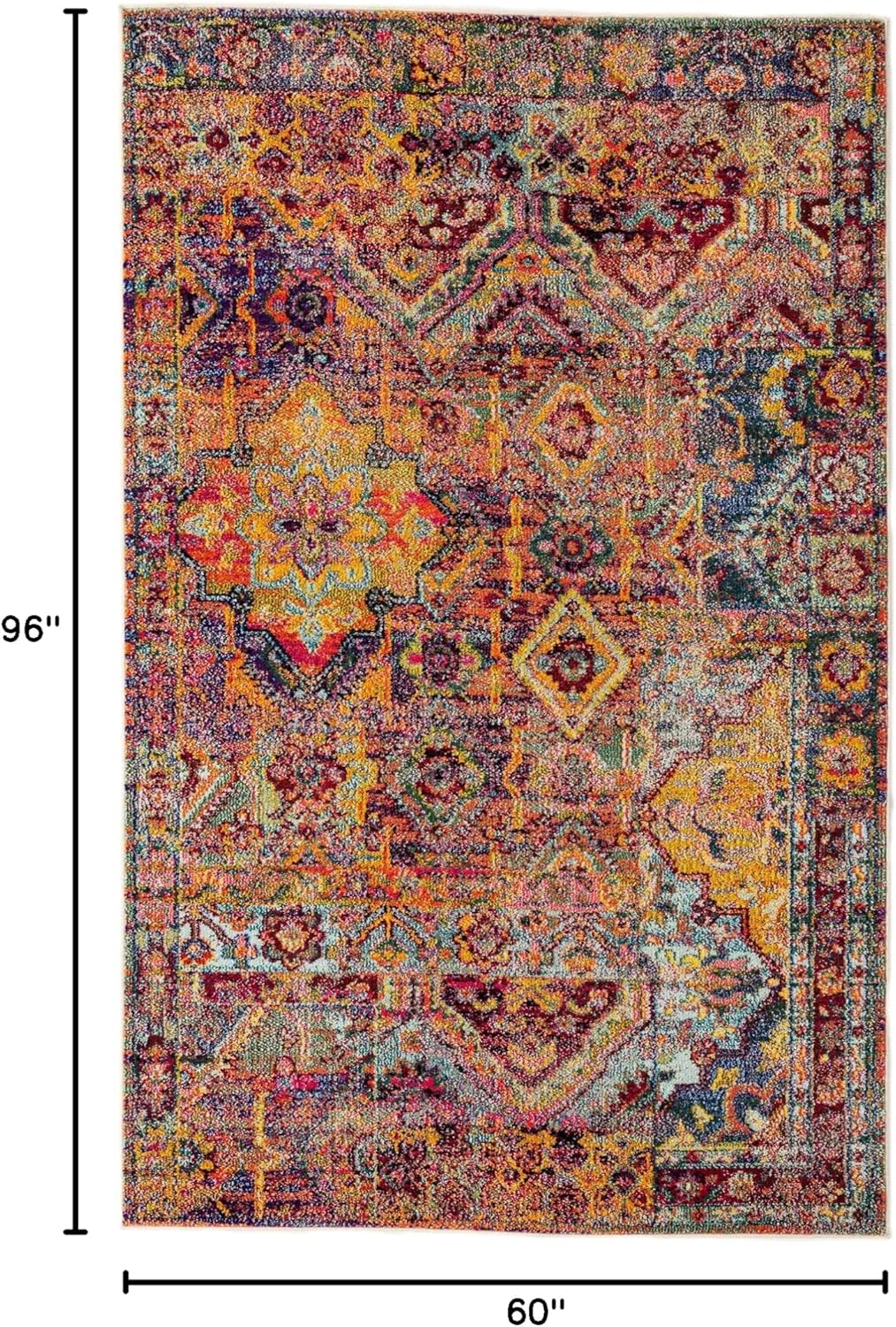 Rugs.com El Paso Collection Rug – 5' x 8' Multi Medium Rug Perfect for Living Rooms, Large Dining Rooms, Open Floorplans