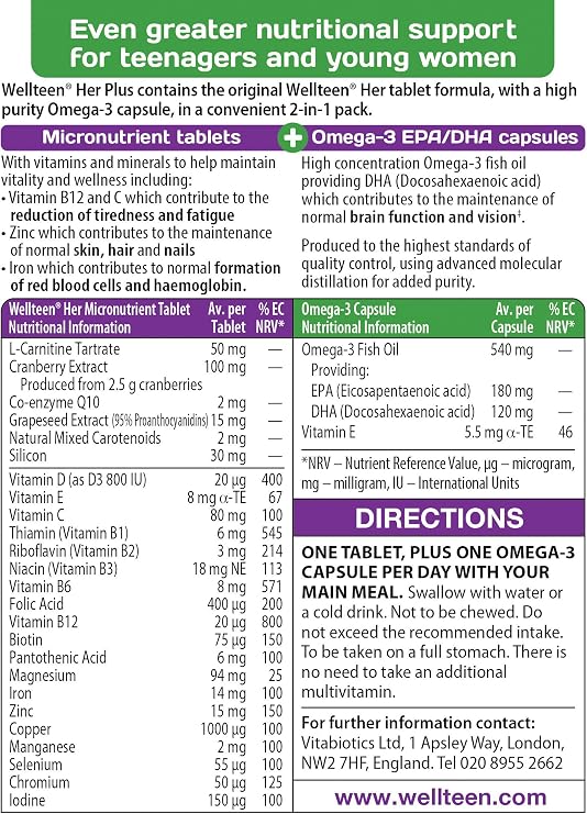 Vitabiotics Wellteen Her Plus - 56 Tablets/Capsules, 56 Count (Pack of 2)