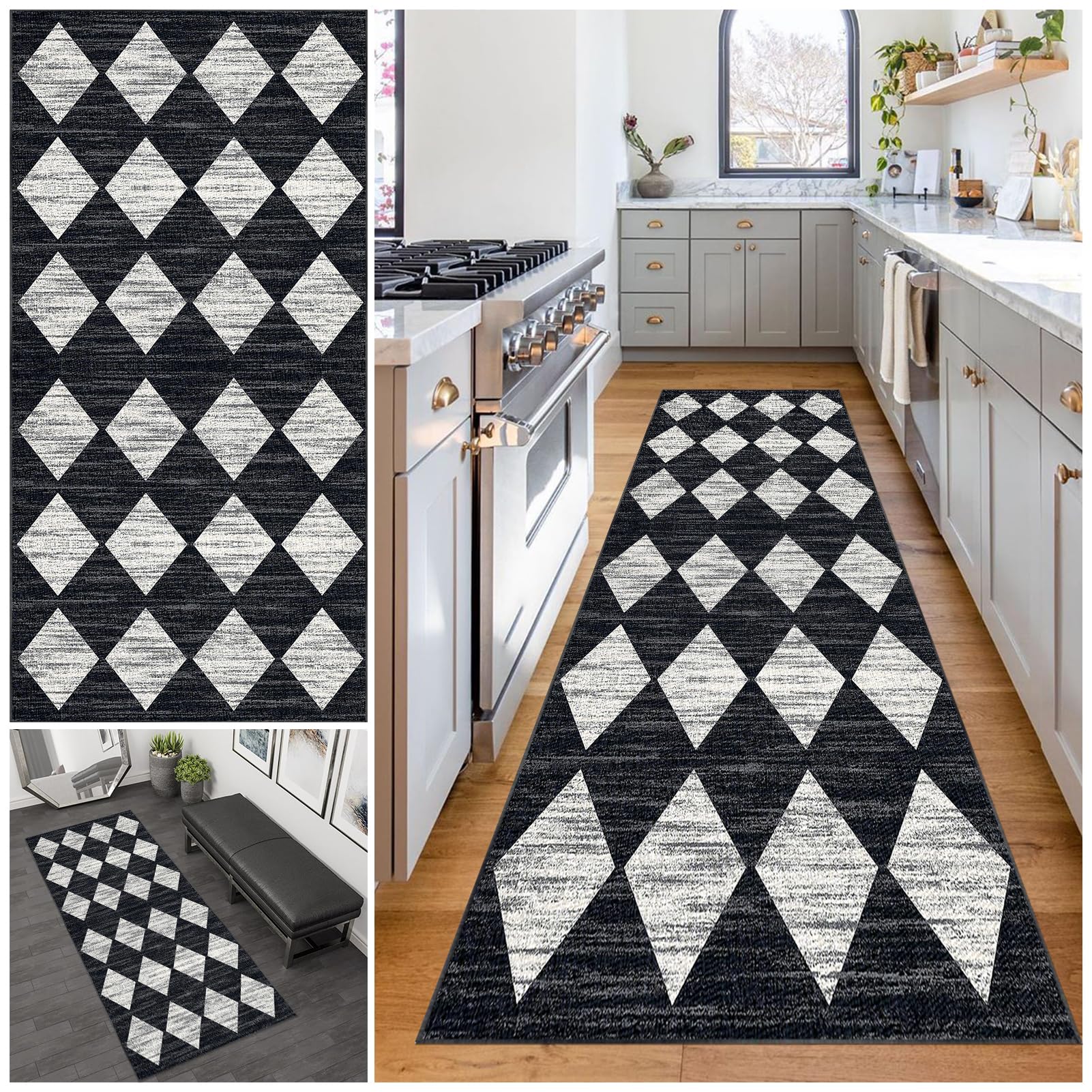 Tehocwiz K-198 80 X 100 Cm Runner Rug For Hallways, Carpet Runners Non-Slip Washable, Runner Rug For Kitchen, Narrow Rugs, Modern Hallway Carpet, Long Area Rugs For Kitchen Living Room Bedroom Bathroom