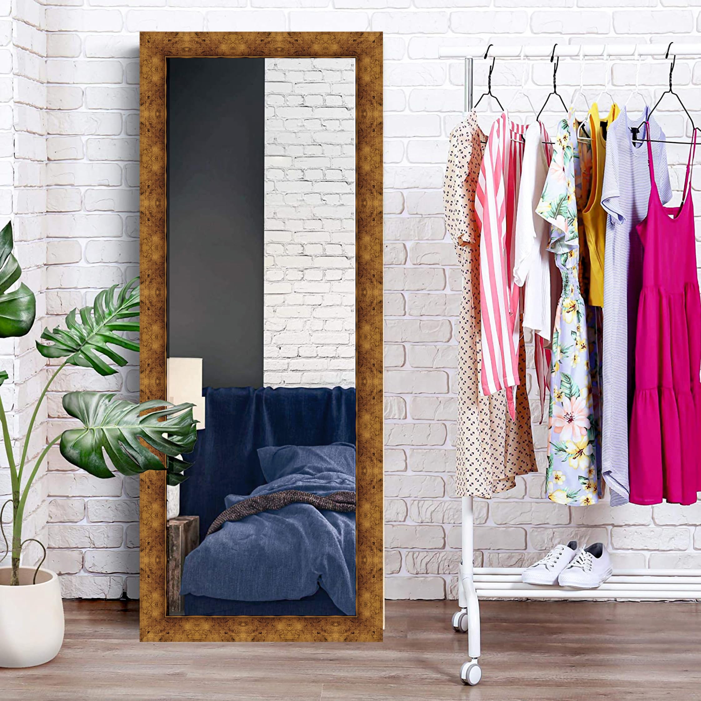 HD Wall Mirror - 15x39 Inch - Black Frame -22