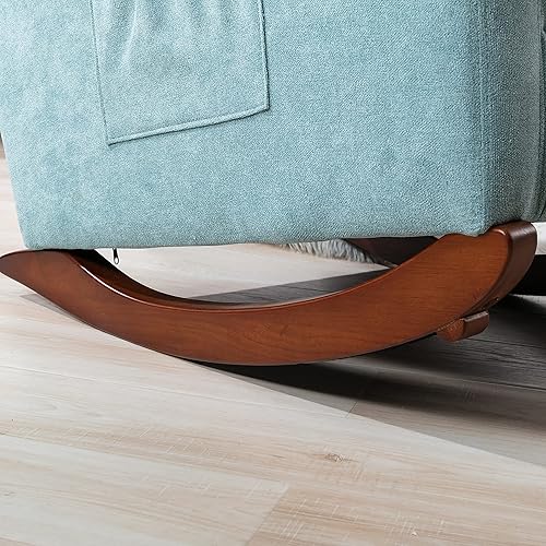 Miniatura 7 de Voohek Mecedora tapizada con respaldo Hih, cómodo asiento acolchado de tela con 1 bolsillos para sala de estar, dormitorio, guardería, color verde