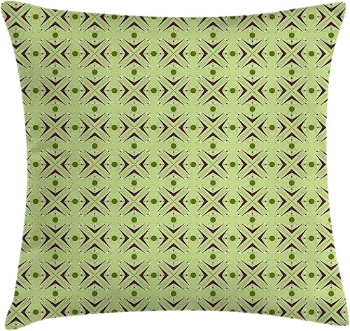 Ambesonne Funda de cojín de mediados de siglo, con detalles de boomerang de forma atómica, puntos y líneas cruzadas, funda de almohada cuadrada