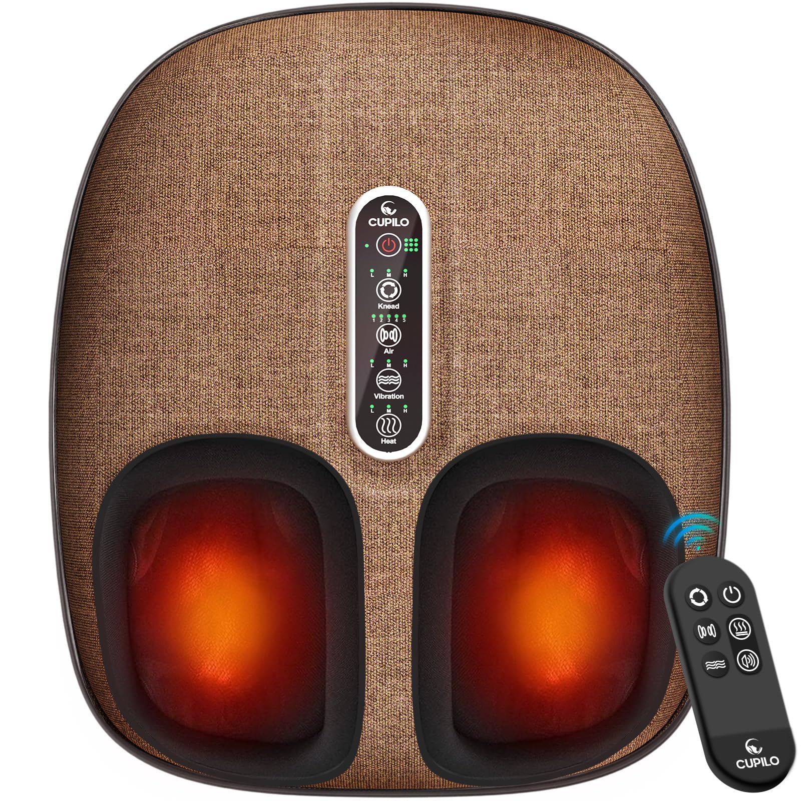 CuPiLo Foot Massager with Heat &amp; Remote Control,FSA Eligible HSA, Brown