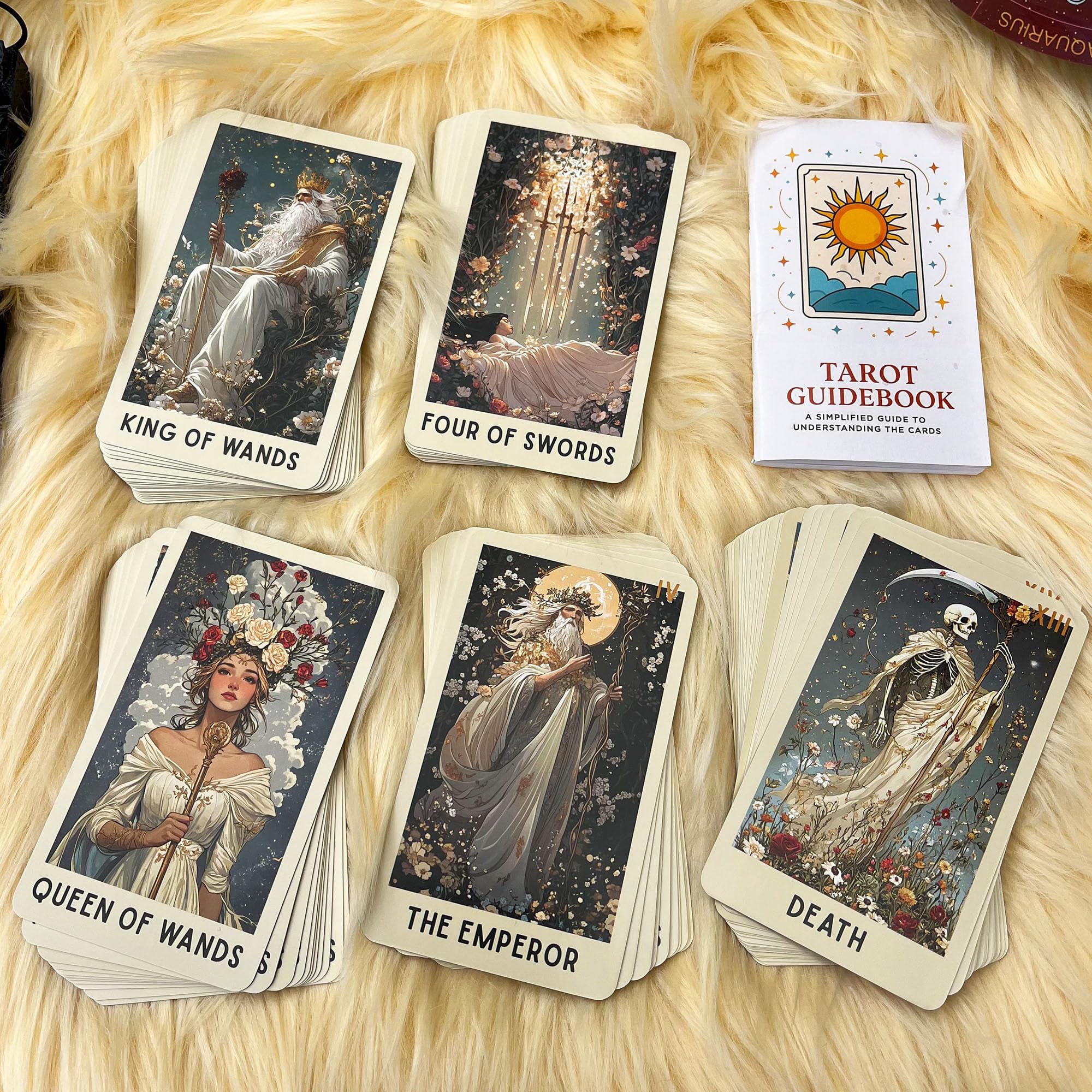 Mazzo di tarocchi unico, 78 carte di tarocchi floreali con guida, tarocchi moderni per principianti e lettori esperti, strumento di divinazione e crescita spirituale