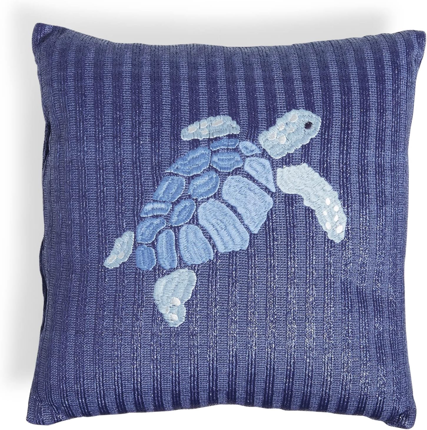 Vera Bradley Women's Embroidered Straw Pillow With Hypoallergenic Fill, Regatta Turtle Blue, One Size