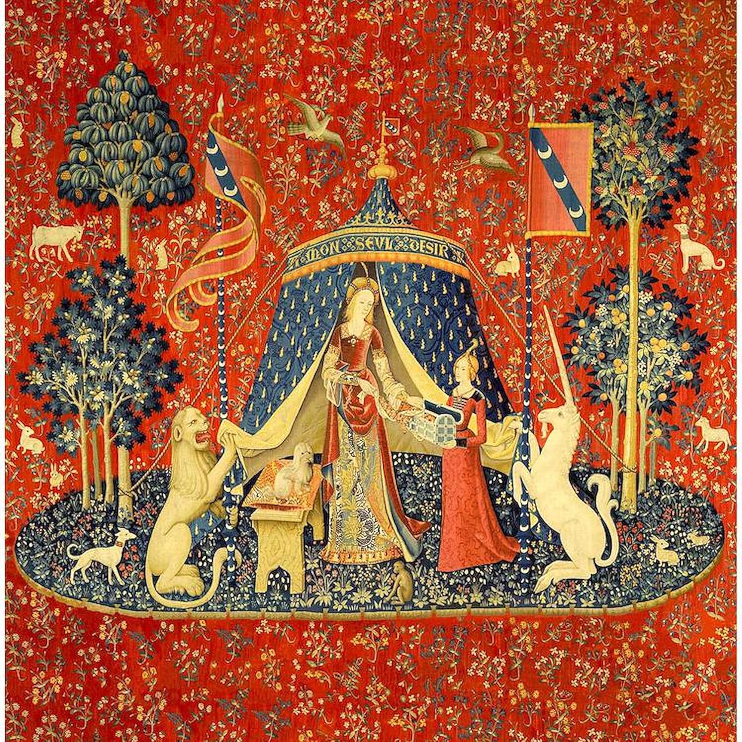 CafePress Lady and The Unicorn Medieval Tapestry Art Shower Decorative Fabric Shower Curtain