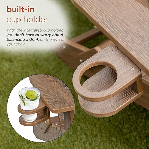Miniatura 12 de Alpine Corporation MFW104DTK - Silla plegable Adirondack con portavasos y otomana, asiento para jardín, terraza y patio, 38 pulgadas de alto