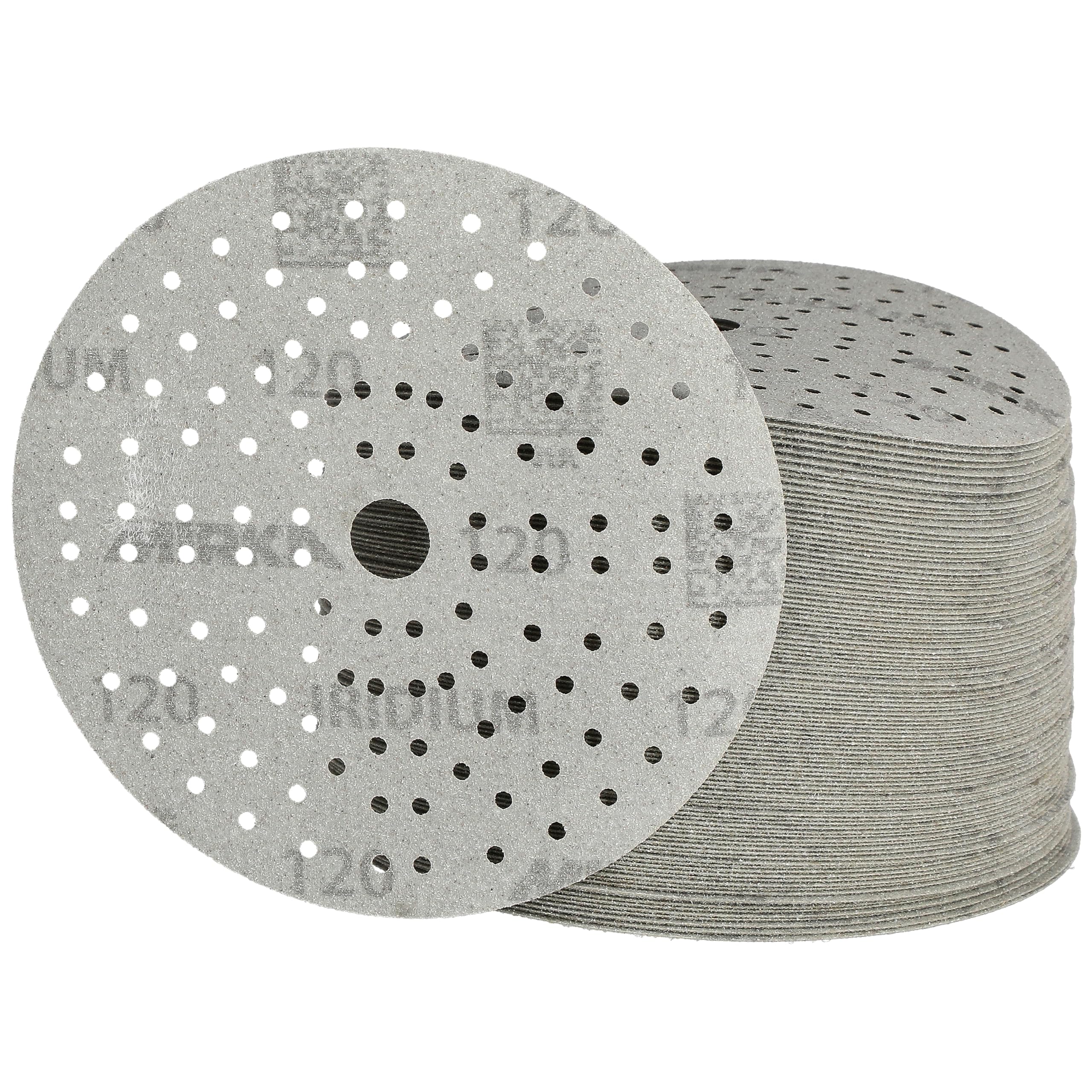 Mirka carta abrasiva Iridium Ø 150 mm a strappo 121 fori grana 120 100pz | Premium carta abrasiva a strappo 121 fori ideale per levigatura vernice stucco legno acciaio plastica alta qualità