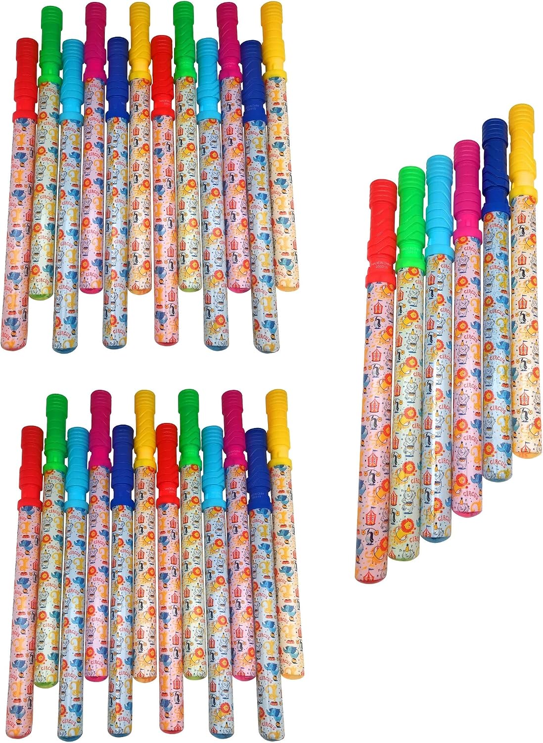 30 Pack Bubble Wand Assortment Bulk Supreme Value Pack for Hours of Summer Fun Ideal for Birthday Party Toy Favors, Baby Shower, Bubble Theme Party, - 14 Inches (Circus)