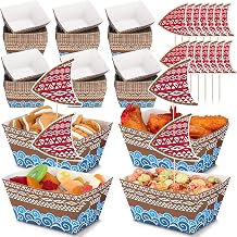 50 Pack Ocean Girl Birthday Party Supplies Hawaii Luau Disposable Boat Plates with Sailing Flag Cake Topper Cartoon Paper Food Trays for Ocean Girl Birthday Decorations