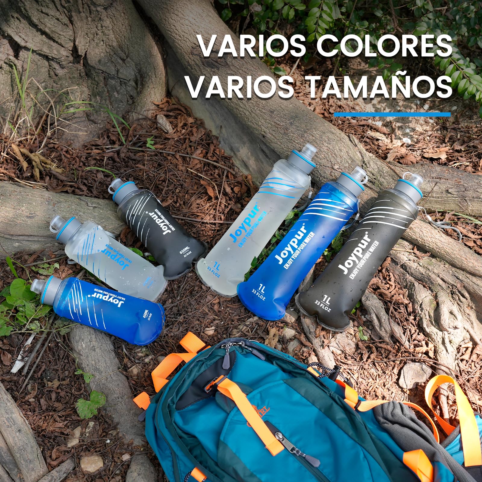Botella Plegable de 1000 ml con Filtro de 0.01µm, Filtro de Agua Portátil de 5000 Litros para Acampar y Senderismo, Purificador Personal de 100g Ultraligero para Mochila y Viajes (Blanco)