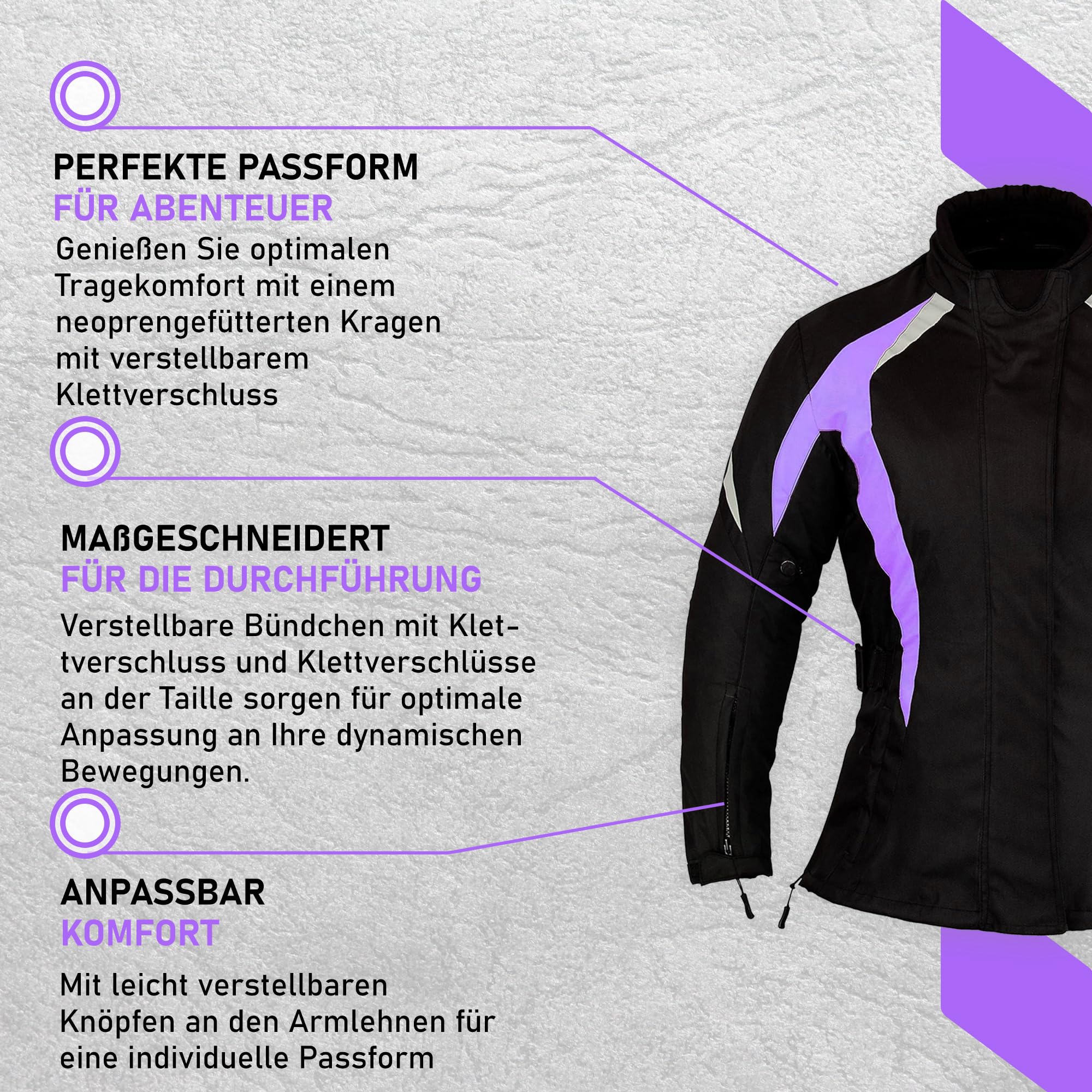 Damen-Motorradjacke mit CE-Protektoren Rosa wasserdicht atmungsaktiv für Sommer und Winter ideal für Mädchen und Fahrerinnen