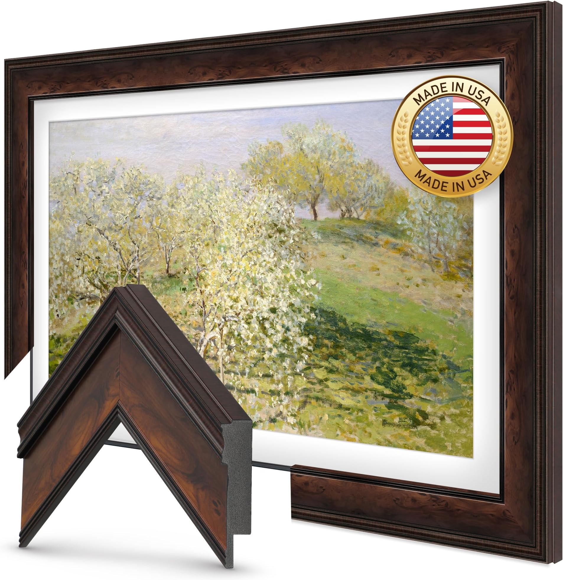 Burlwood 50" Premiere Deco TV Frame - Compatible ONLY with Samsung The Frame TVs (Fits 2021-2026, LS03A, LS03B, LS03C, LS03D, LS03FA)