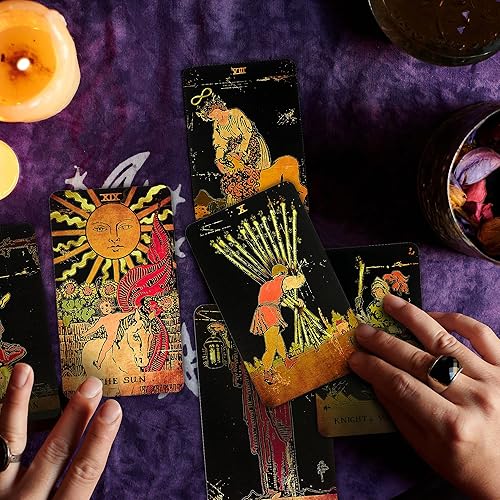 Miniatura 6 de CRAFTERIAN Tarot Tarot, baraja de 78 cartas, tarot original para principiantes y expertos con libro guía, bolsa de regalo y caja, juego de