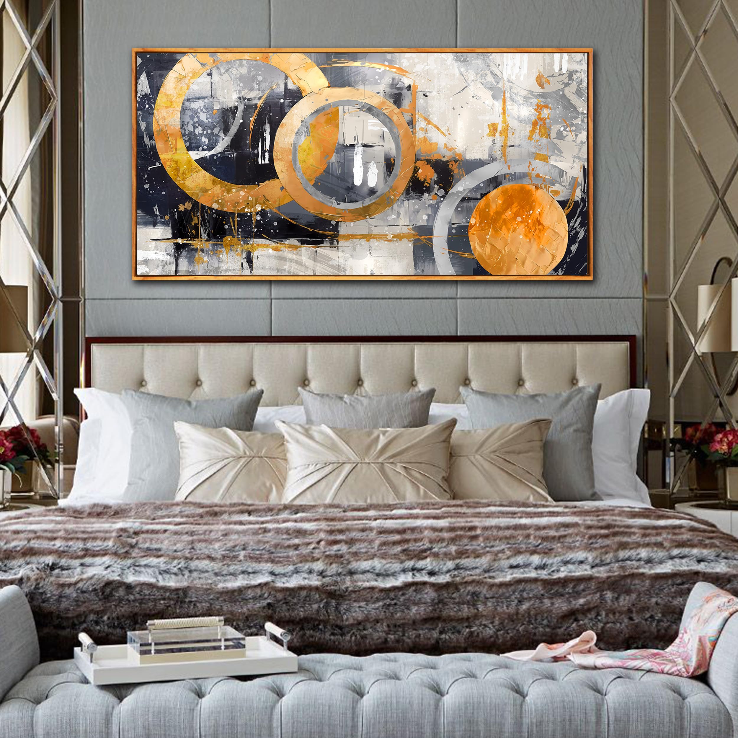 Amazon.com: CGXART Yellow Abstract Wall Art - Framed Wall Art