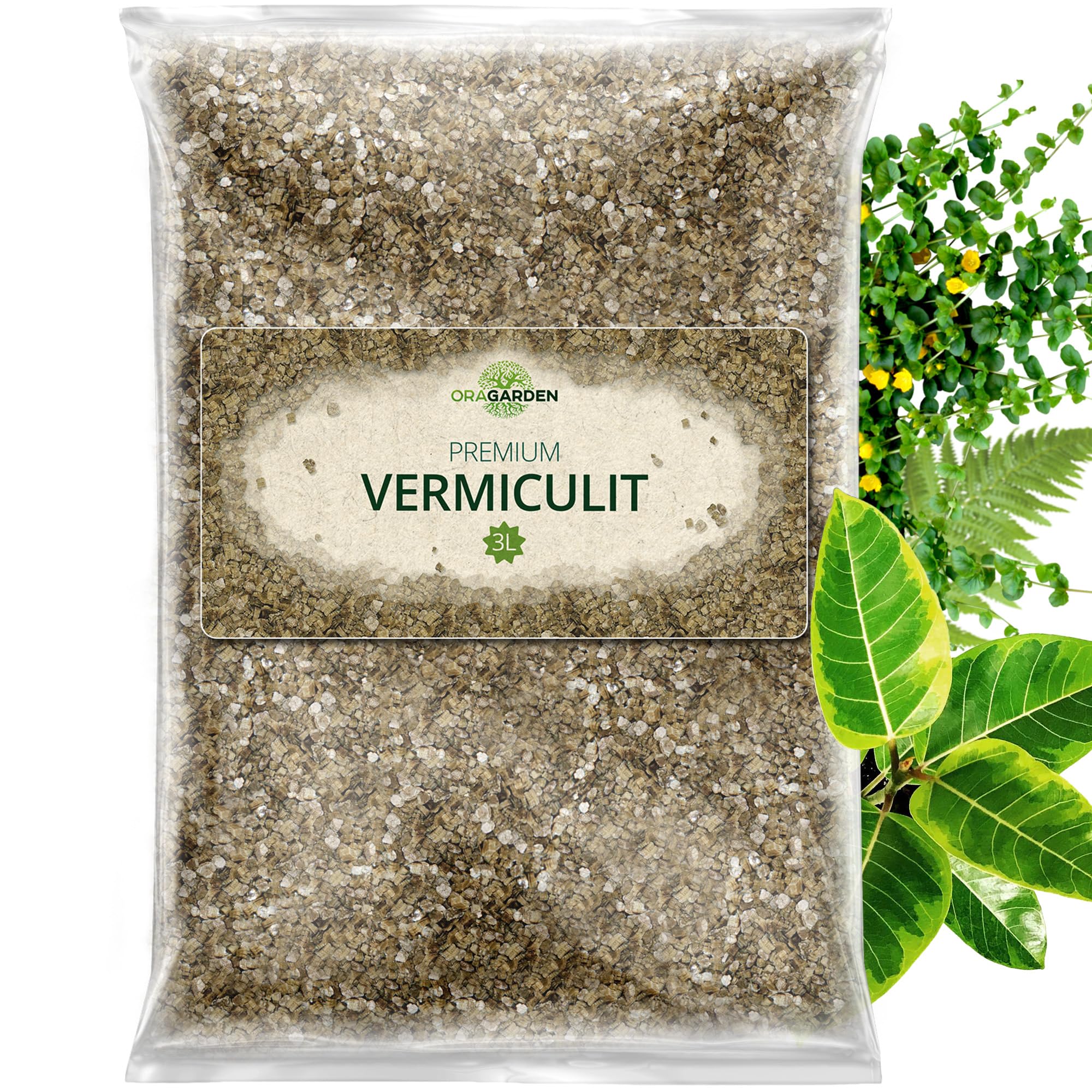 ORAGARDEN Vermiculite für Pflanzen und Garten – 3L Substrat für Zimmerpflanzen, Hydrokultur, Pilzzucht – Bodenverbesserer & Feuchtigkeitsspeicher