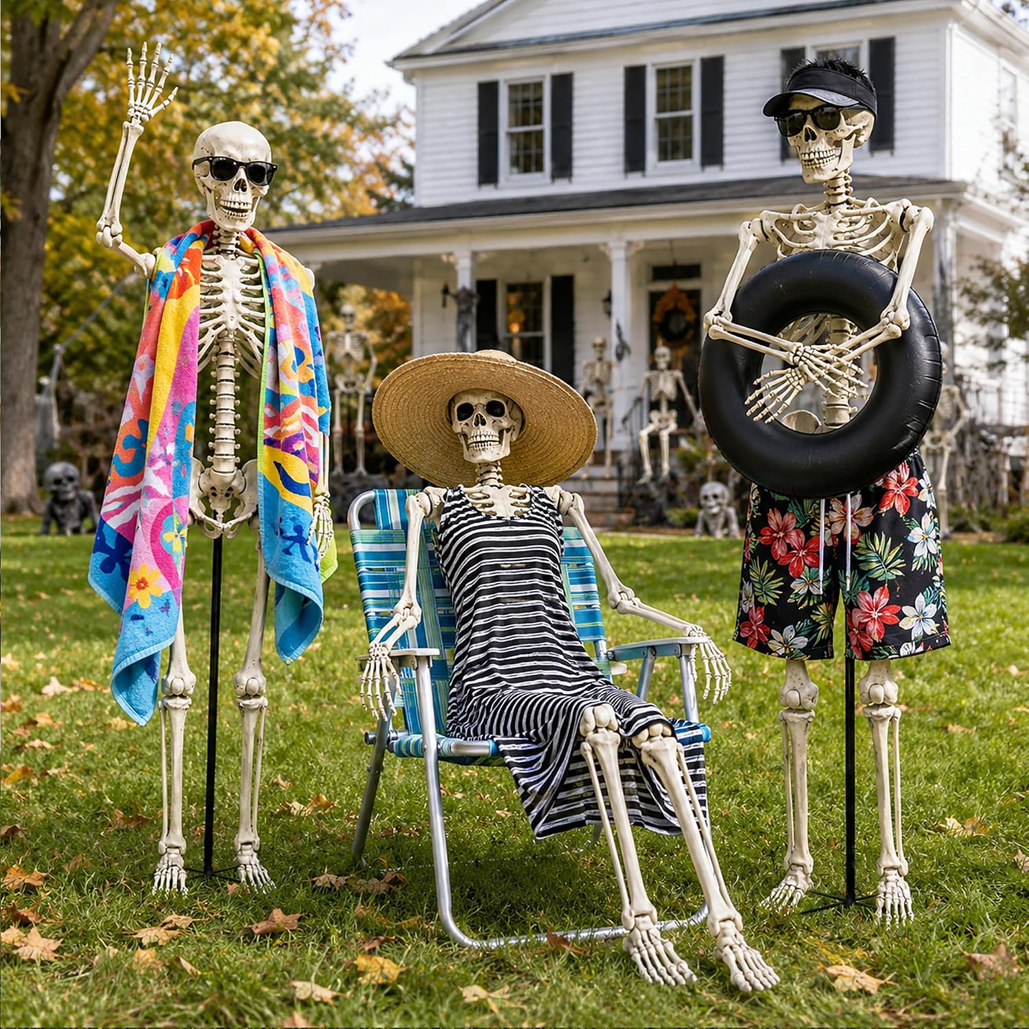 2 Set Metal Skeleton Pose Stand, 5.4 Ft Adjustable Halloween Skeleton Stand | Black Standing Skeleton Support with Longer Base and Ties, Skeleton Holder Stand for Halloween Party Indoor Outdoor Displays