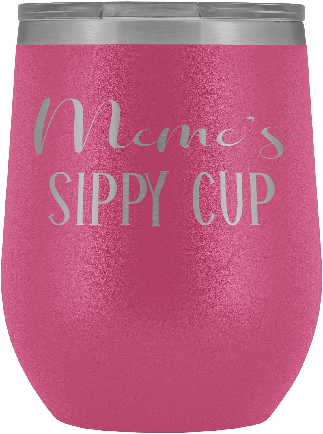 Meme's Sippy Cup Grandma Wine Tumbler 12 oz. Stainless Steel Engraved Insulated Hot Cold Cup Black