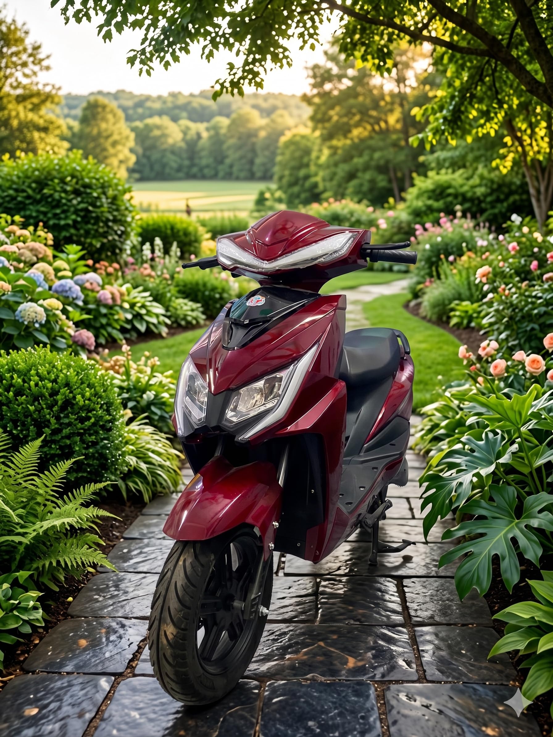 SHAKYAWORLD Royal Electric Scooter, Sporty Design, Black and Grey, LED Headlight, Wide Seat, Lithium Ion Battery Range 60-80km Speed:25km/h Non RTO-EV Bike (Red)-picture-10