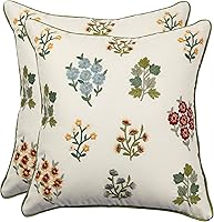 Tosleo Embroidered Throw Pillow Covers 18x18 Inch Set of 2 Floral Farmhouse Spring Decorative Cushion Cases for Sofa Bed Home Decor