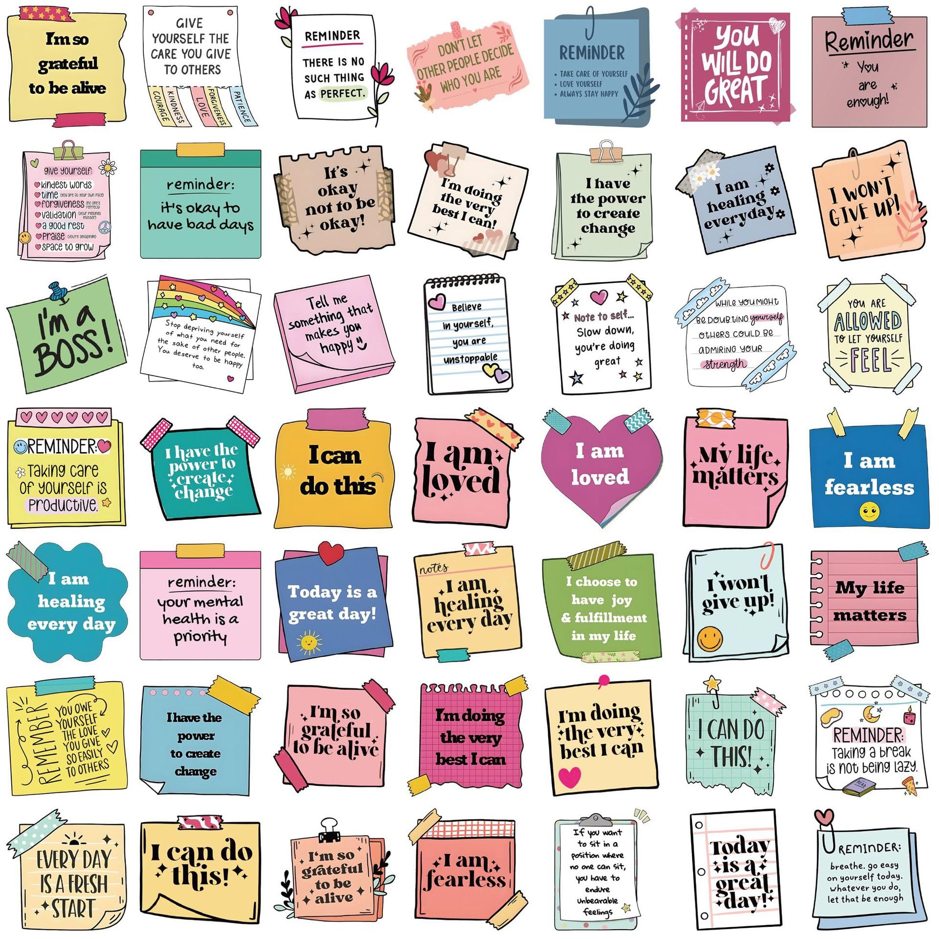 50Pcs Inspirational Stickers,Positive Affirmation Sticker for Teens Students Teachers Women Motivational Stickers for Water Bottles Positive Quote Sticker Waterproof Vinyl Laptop Decals - Image 2
