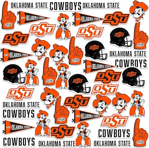 Oklahoma State University - Paquete variado de 50 calcomanías de vinilo grandes de lujo, para laptop, botella de agua, álbumes de recortes, tableta,