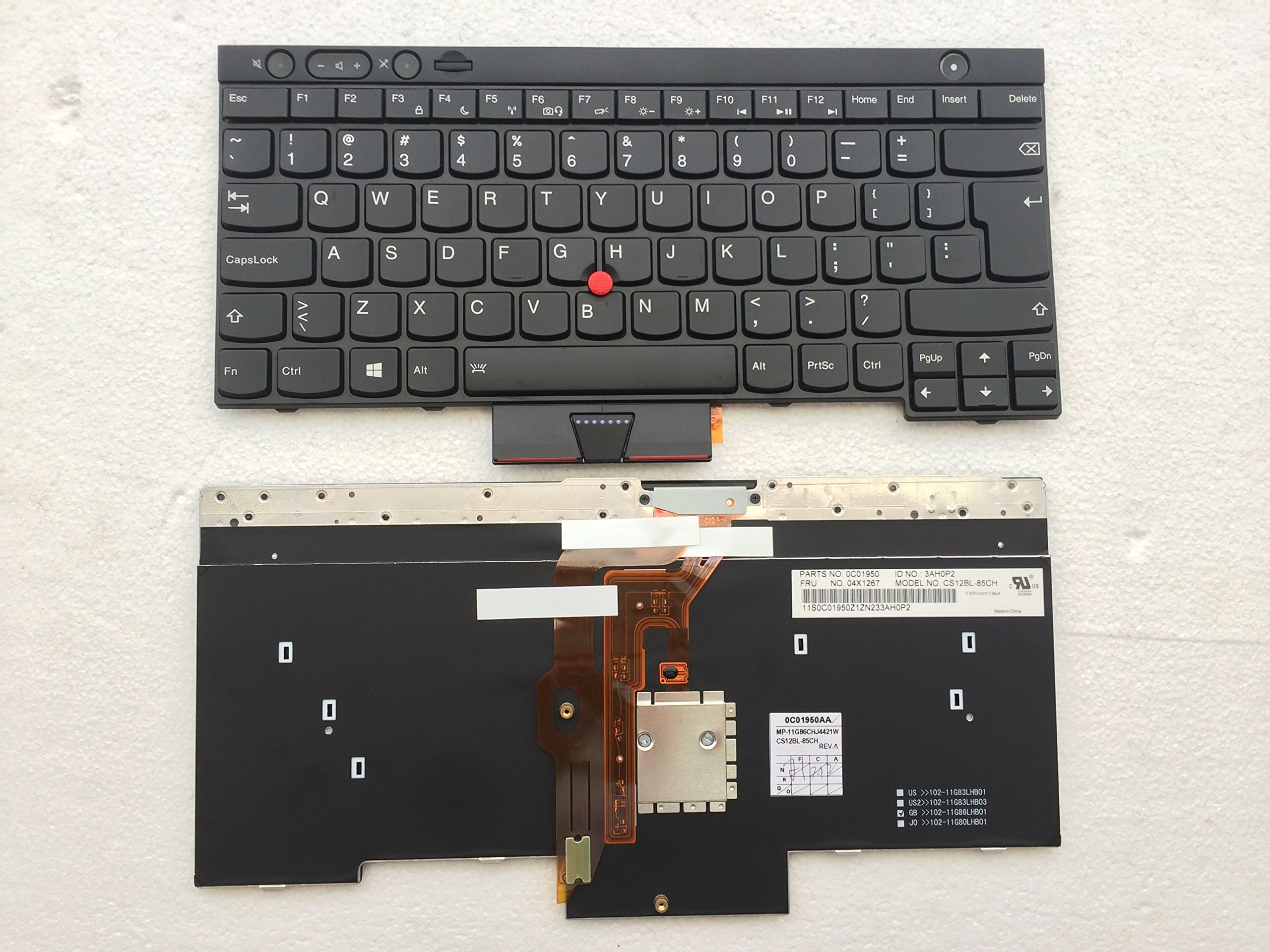 New Keyboard for Thinkpad T530 T530i W530 T430 T430s T430i X230 X230i Series US Layout P/N:0C01950 04X1267 3AH0P2 CS12BL-85CH MP-11G86CHJ4421W Black Big Carriage Return Frame Backlight