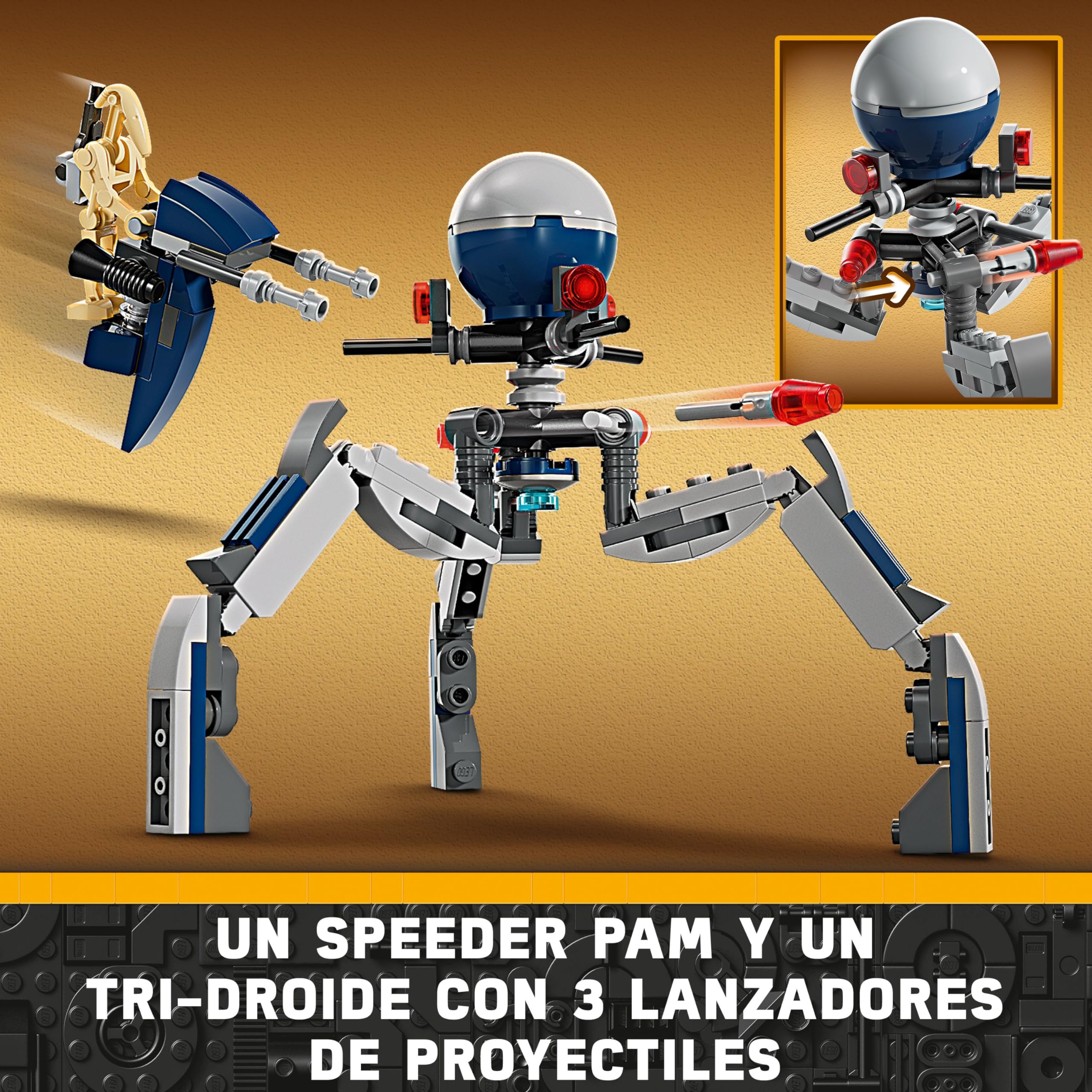 LEGO Star Wars Pack de Combate: Soldado Clon y Droide de Combate, Juguete Infantil, Moto Speeder de Juguete, Figura Tri-Droide y Puesto Defensivo, Regalo para Niños y Niñas de 7 Años o Más 75372