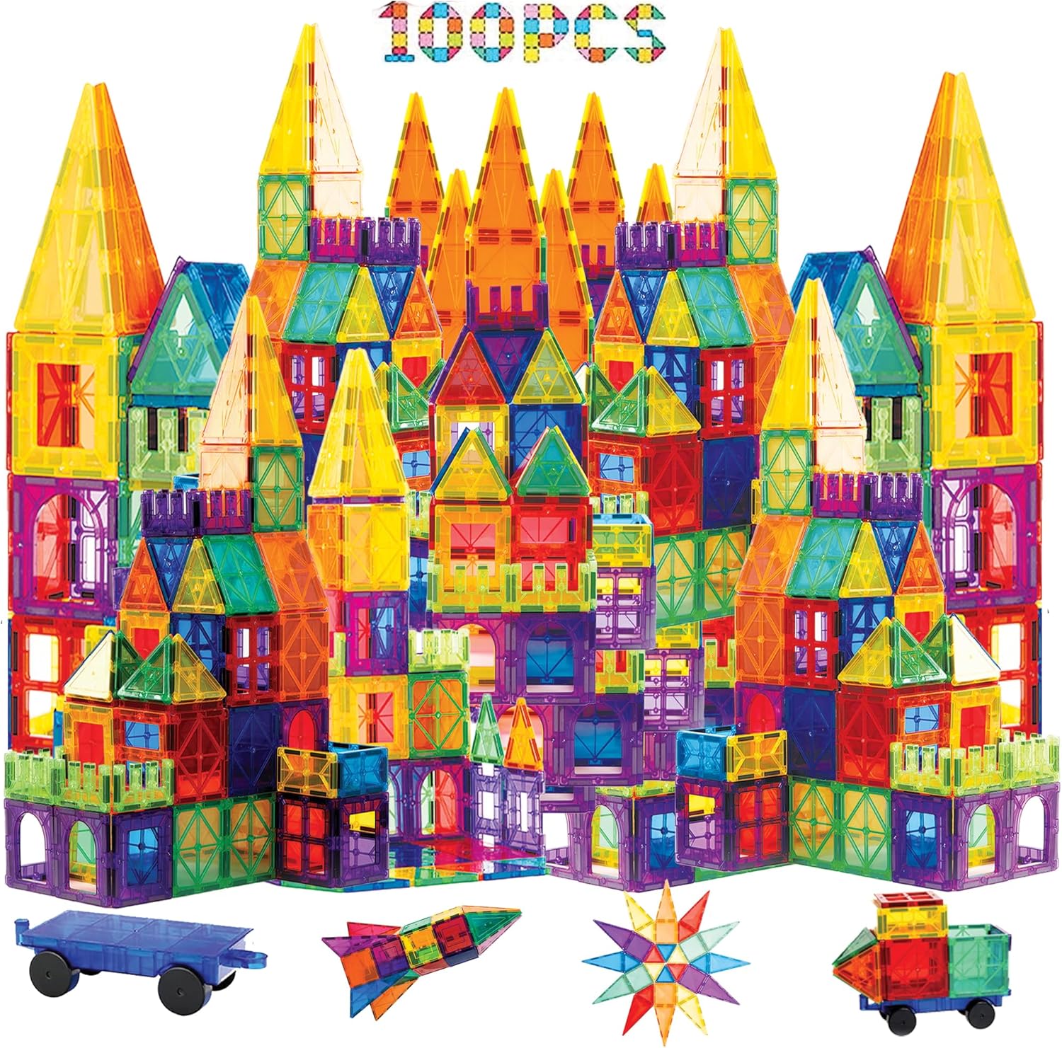 Travel Magnetic Tiles 40 PCS – STEM Building Toys For Kids Ages 3-8 | Portable Set With Metal Case, Montessori Sensory Toys