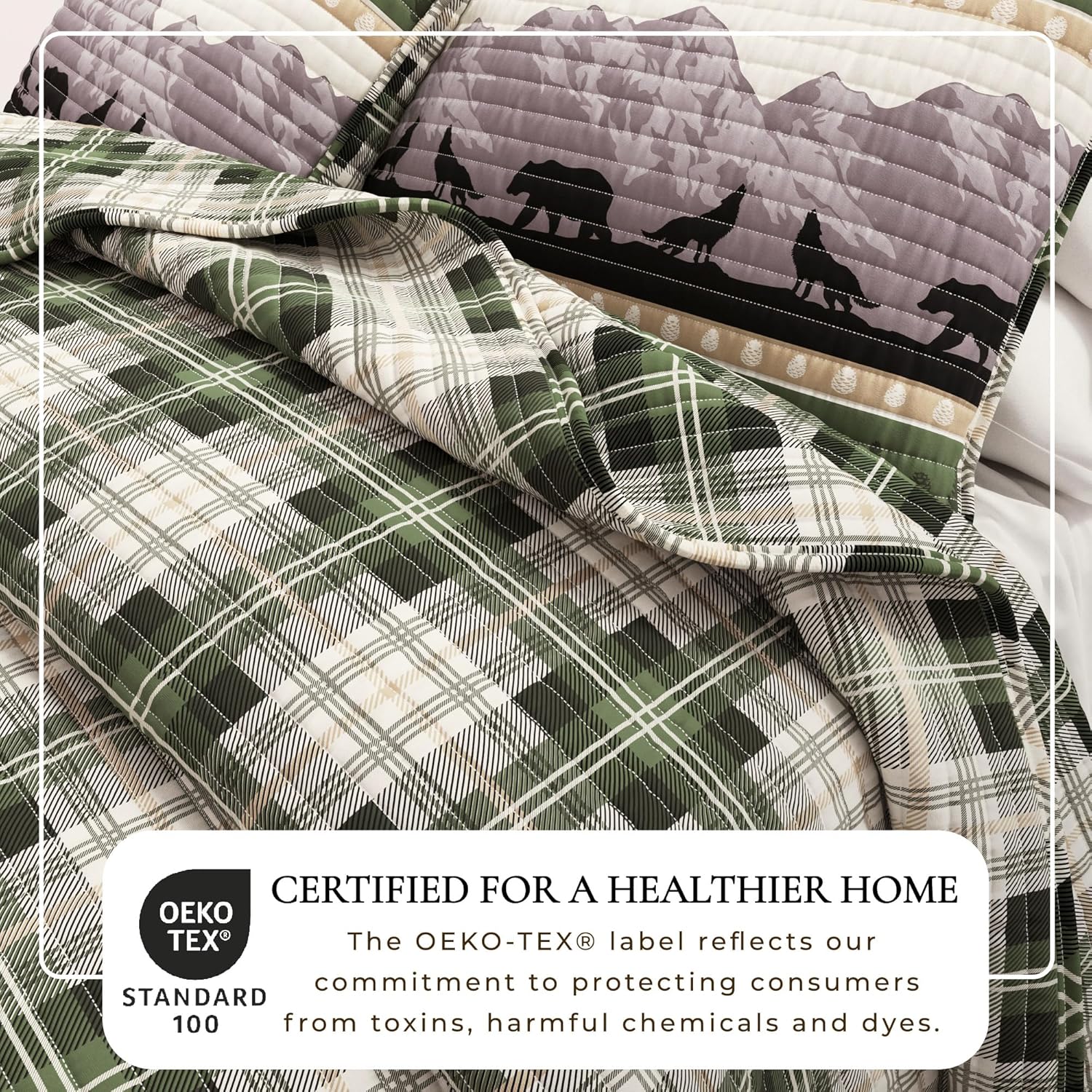 Great Bay Home Lodge Quilt Set - 3-Piece King/California King Size Rustic Bedding Set - Lightweight, All-Season, Reversible Bedspread (Forest Patchwork)