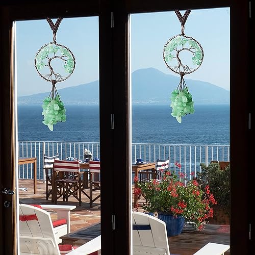 Miniatura 9 de DUQGUHO Accesorios de coche rosa de cuarzo rosa para espejo retrovisor de coche accesorios colgantes de cristal adorno colgante de automóvil luna