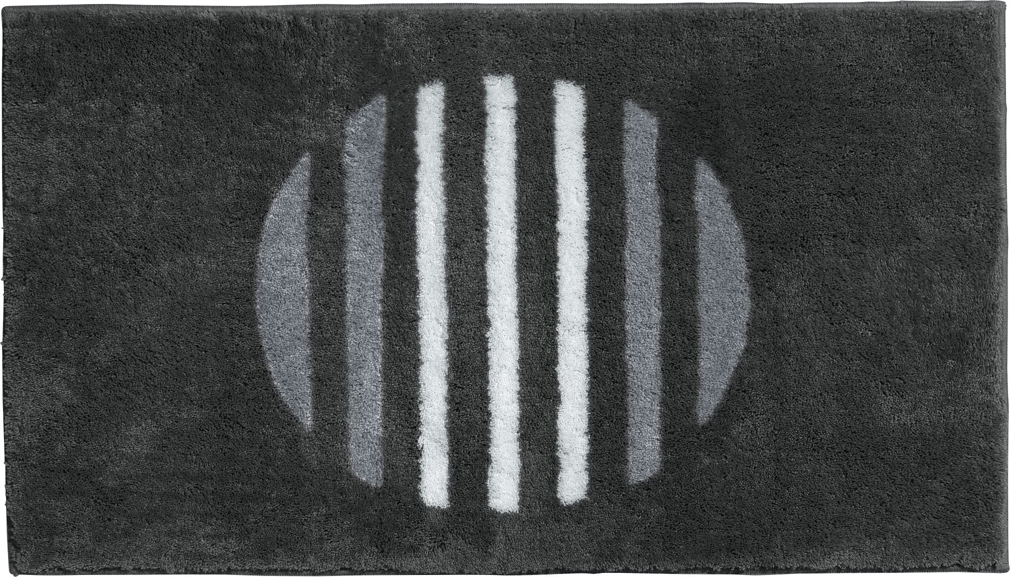 Erwin Müller Badematte, Badteppich, Badvorleger Streifen Matala - rutschhemmend, angenehmer Hochflor, für Fußbodenheizung geeignet - anthrazit Größe 60x100 cm